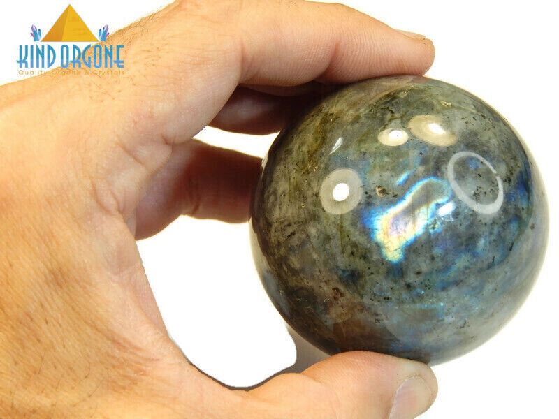 Labradorite Crystal Sphere Ball w/Stand 290g Healing Crystals Stone 59mm  LPE