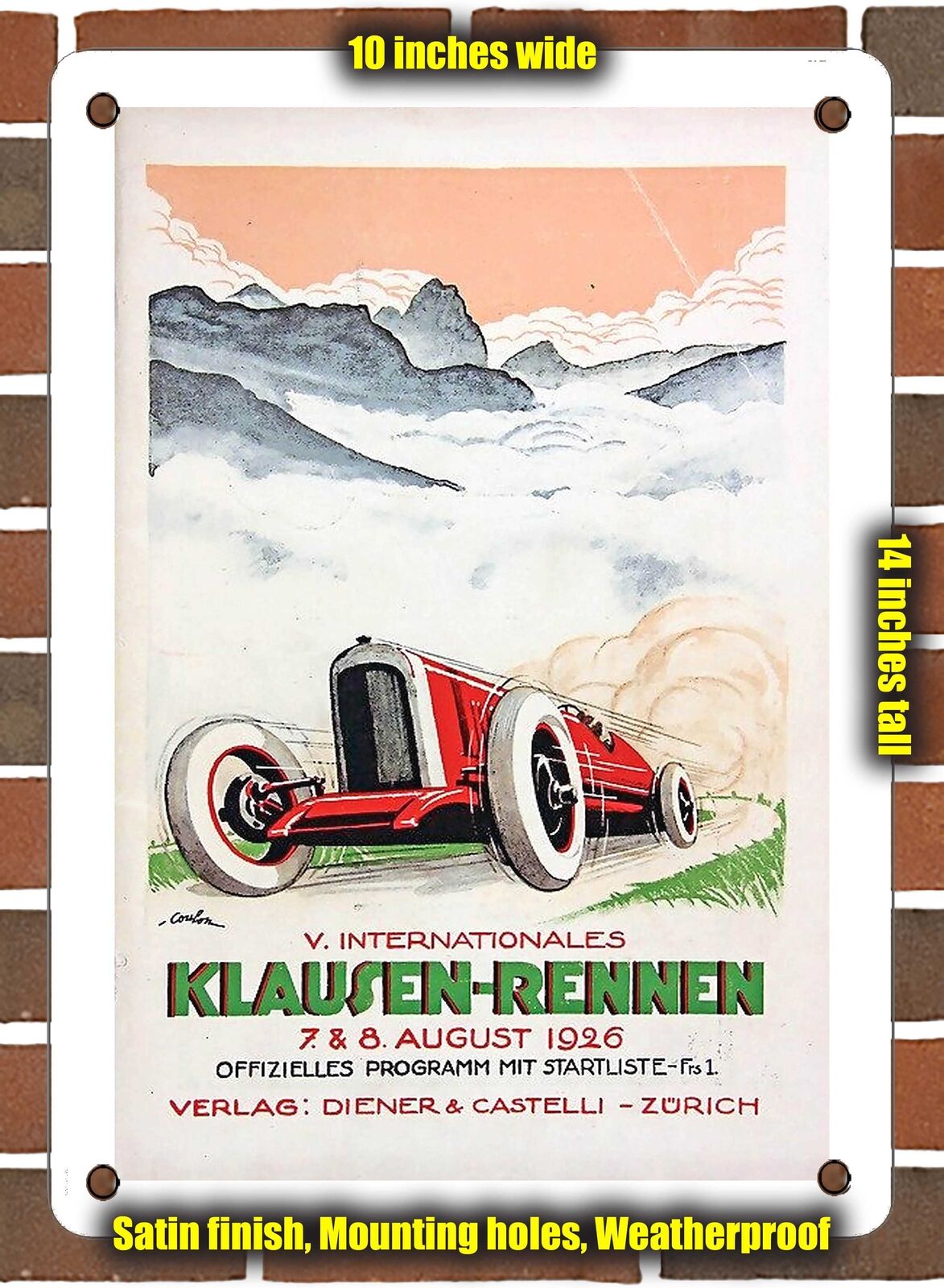 METAL SIGN - 1926 V International Klausen Race - 10x14 Inches