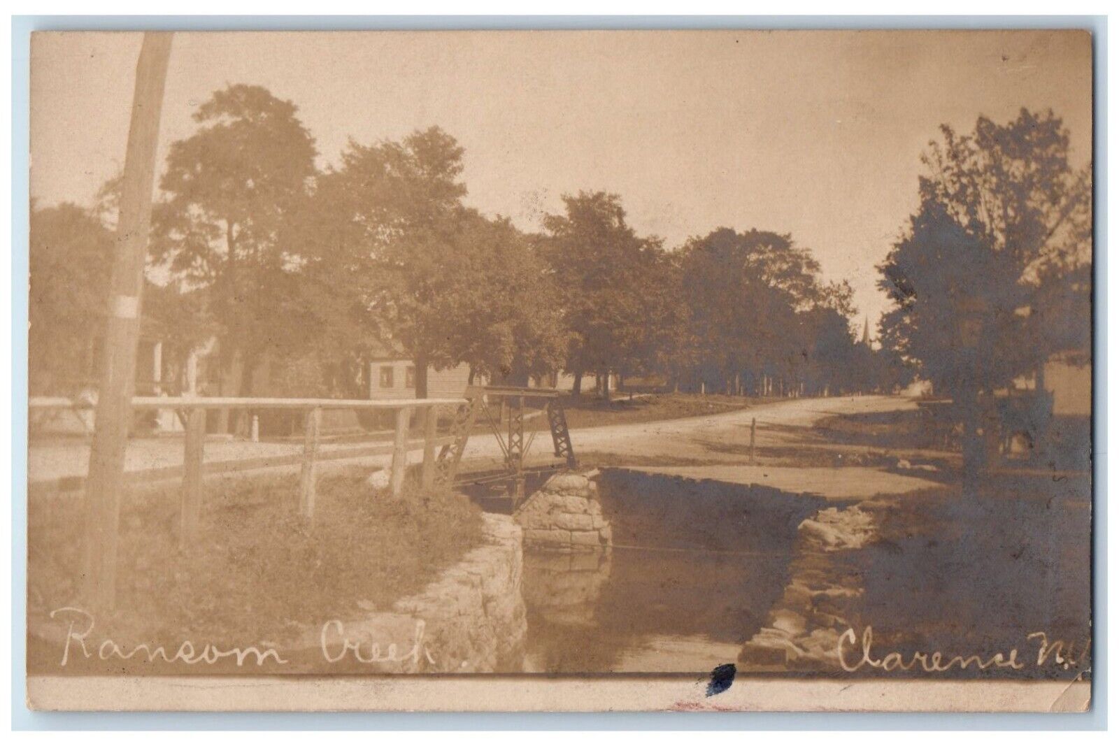 1908 Ransom Creek Bridge Clarence New York NY RPPC Photo Antique Postcard