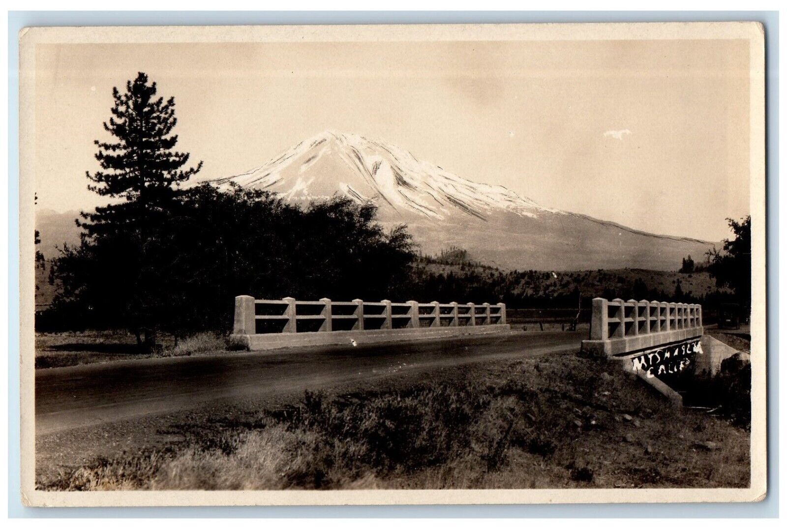 c1920's Mt. Shasta Bridge View California CA RPPC Photo Unposted Postcard