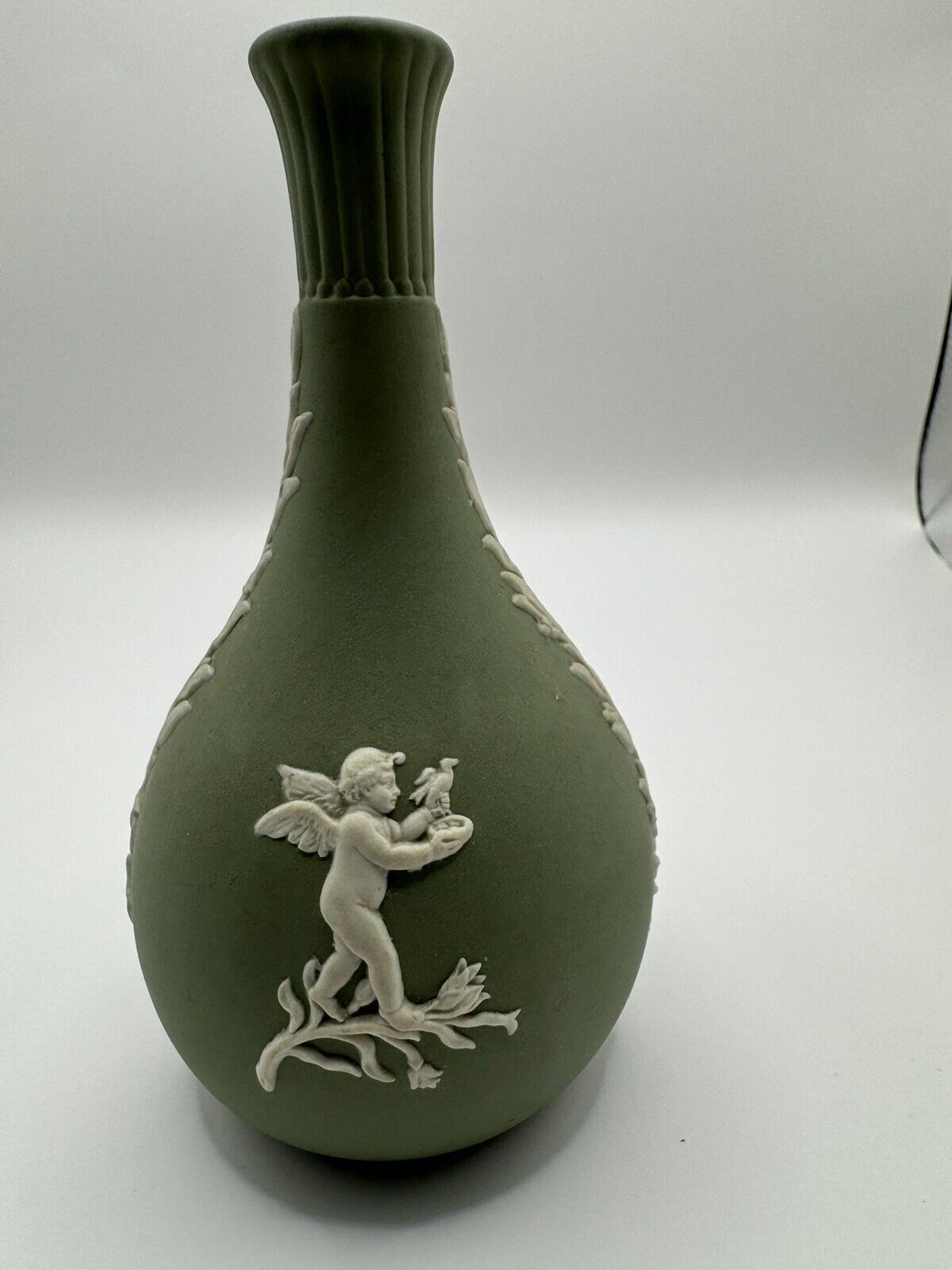 Vintage Wedgewood Jasperware Sage Green Bud Vase