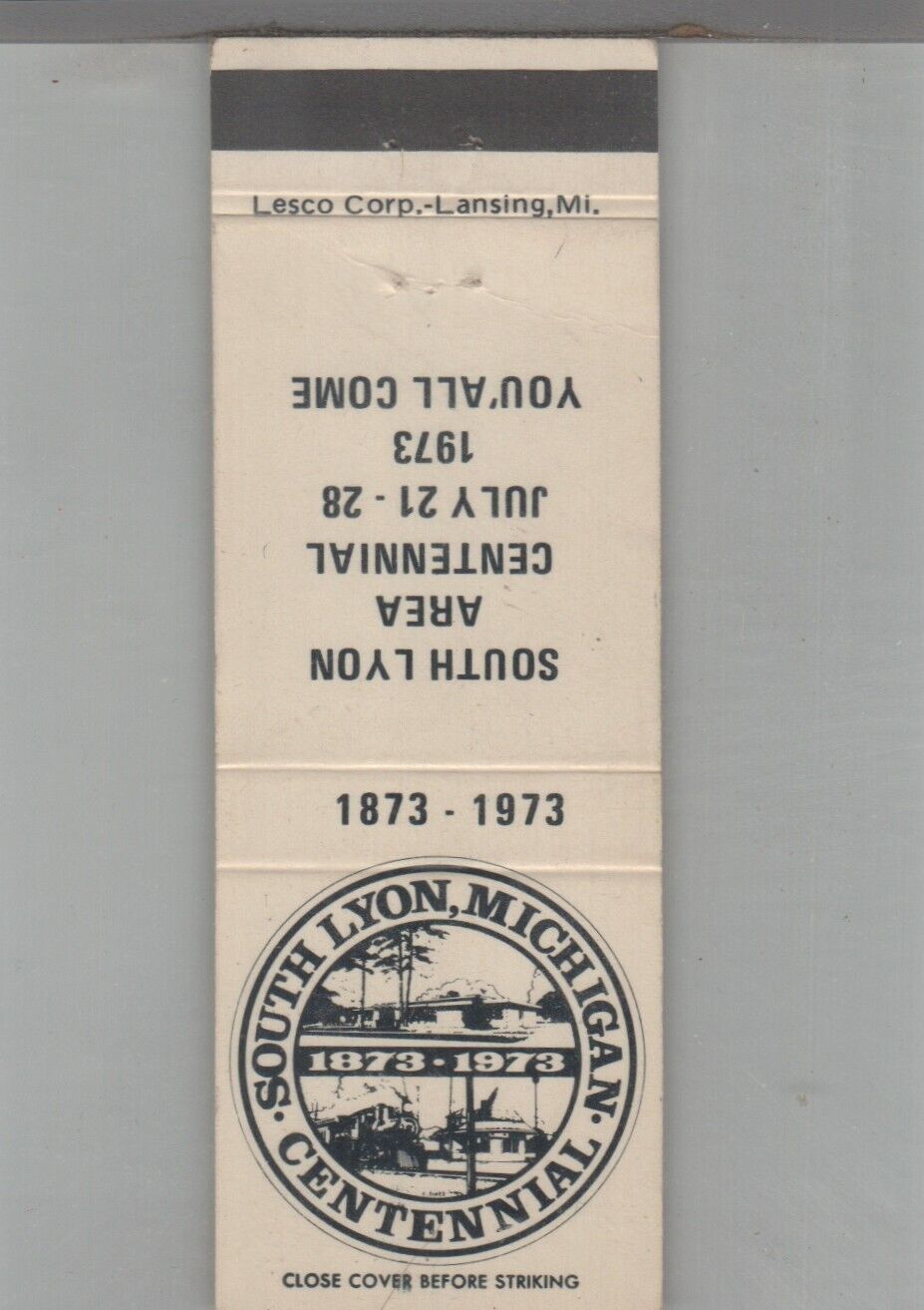 Matchbook Cover South Lyon, Michigan Centennial 1873-1973