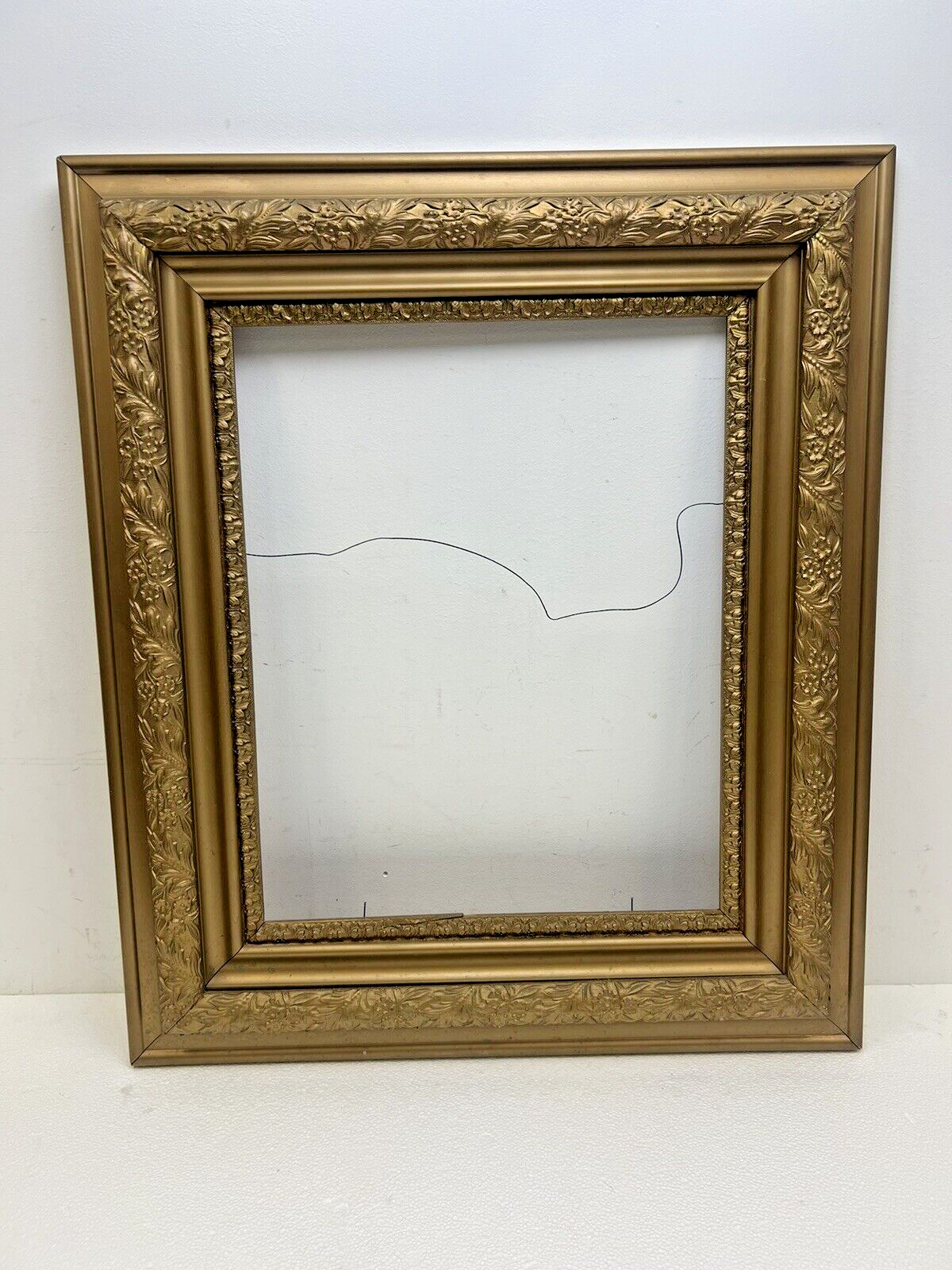 Antique Picture Frame gold wood vintage ornate gesso FITS 16 x 20 LARGE layered