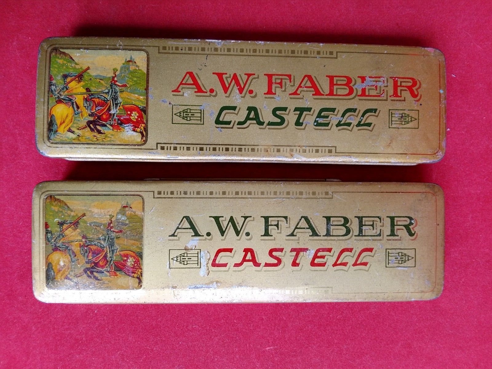 lot of 2 vtg A. W. FABER CASTELL empty tin boxes for pencils