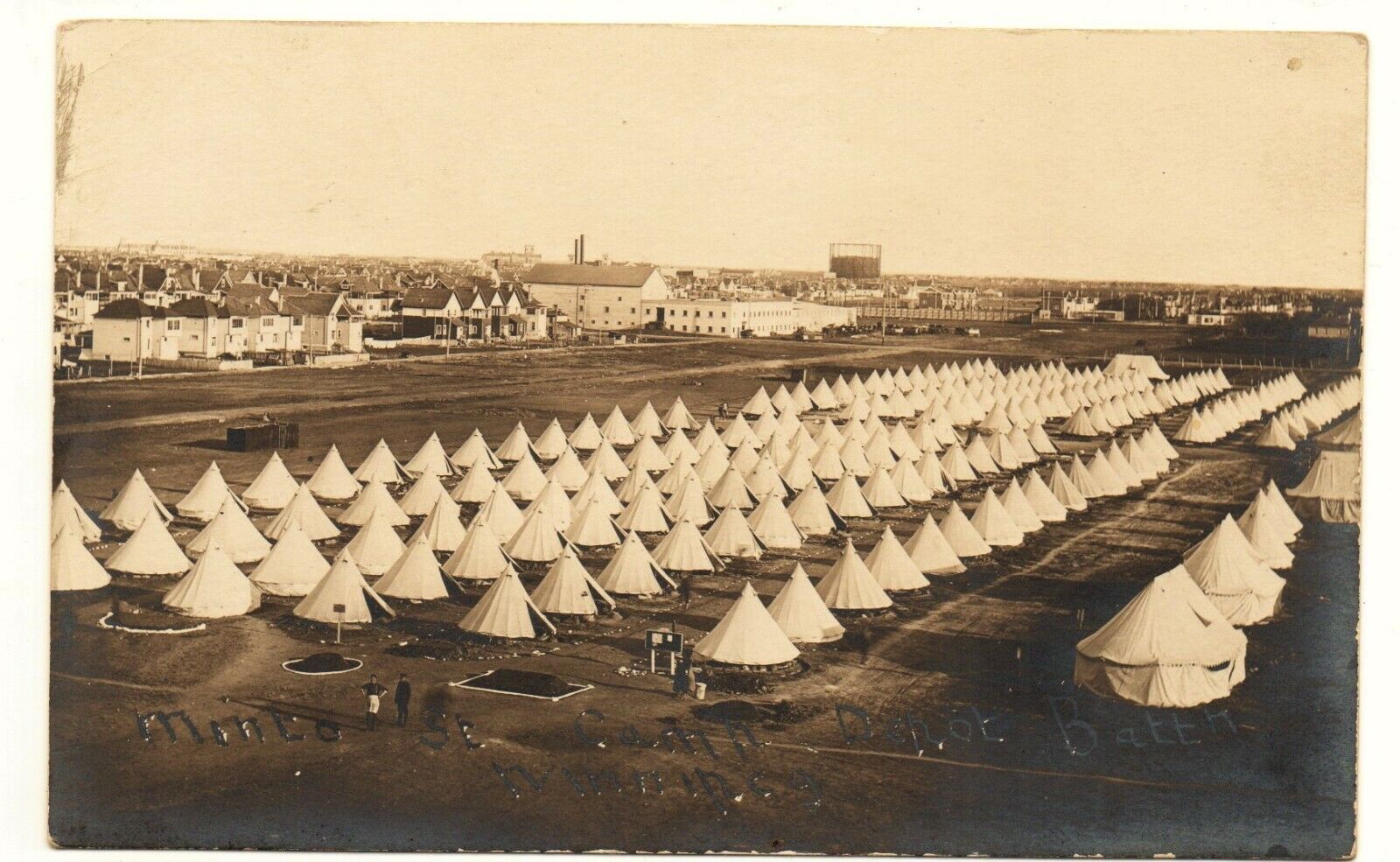 RPPC postcard MINTO ST CAMP Winnipeg Canada Expeditionary Force 1890s military