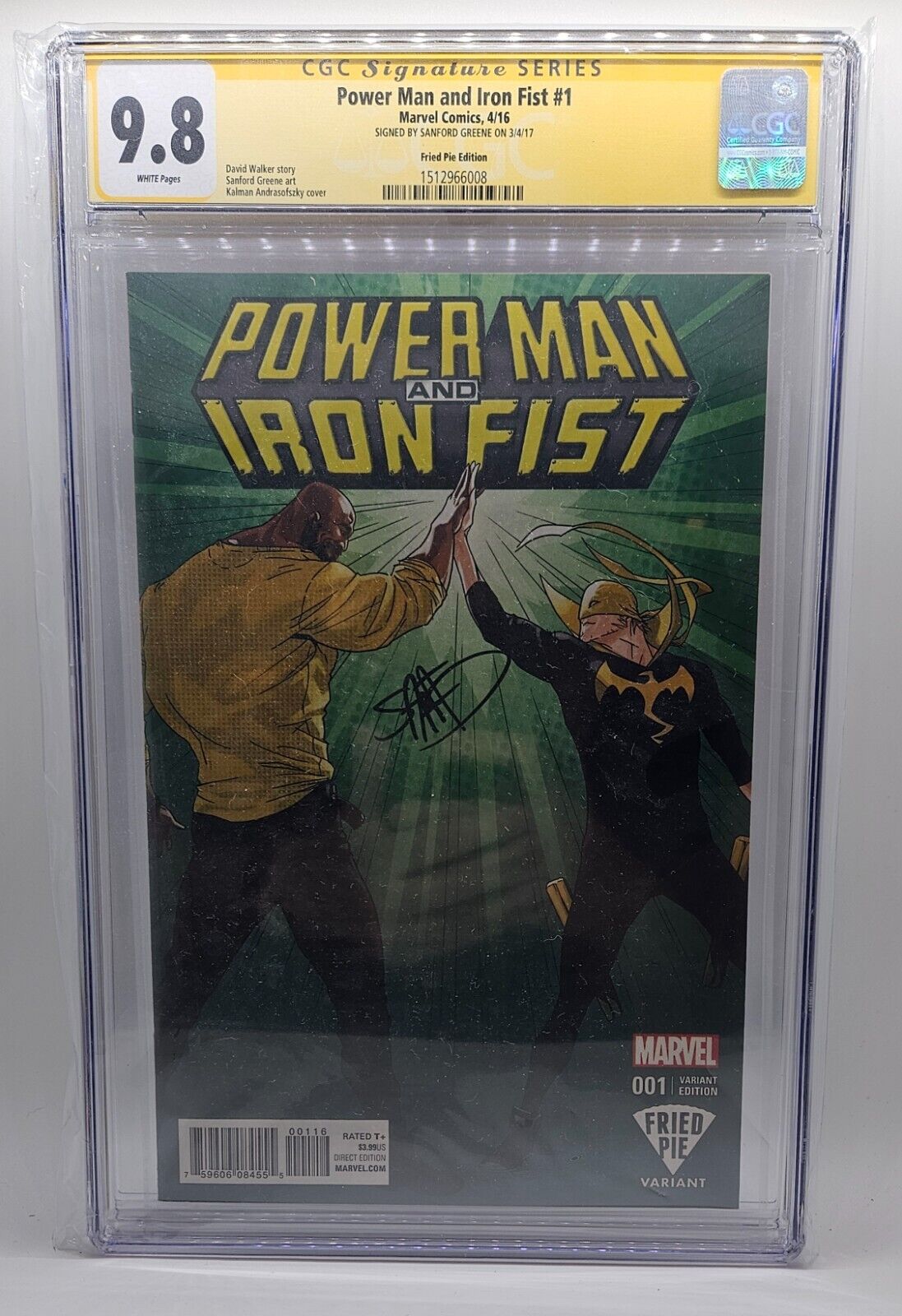 Power Man and Iron Fist #1 (2016)  CGC 9.8 SS Signed by Sanford Greene Fried Pie