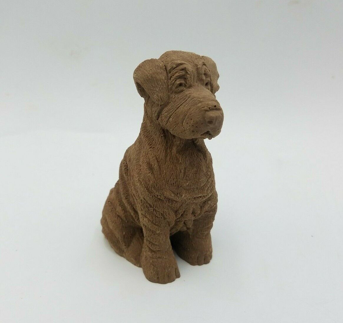 Shar Pei Wrinkly Dog Pup Sitting Pecan Resin Crushed Shell Figurine Statue 3-1/2