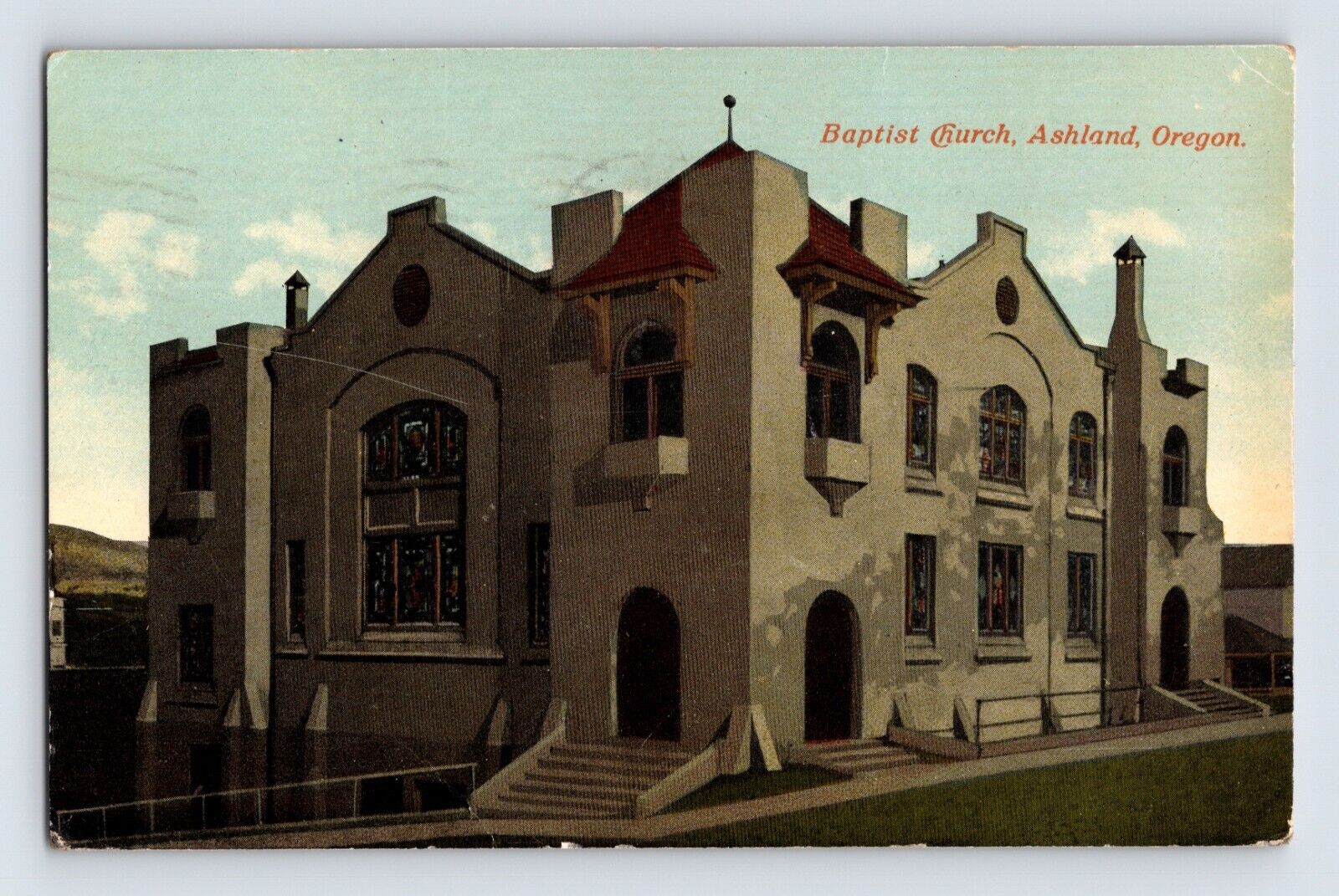 Postcard Oregon Ashland OR Baptist Church 1948 Posted Divided Back