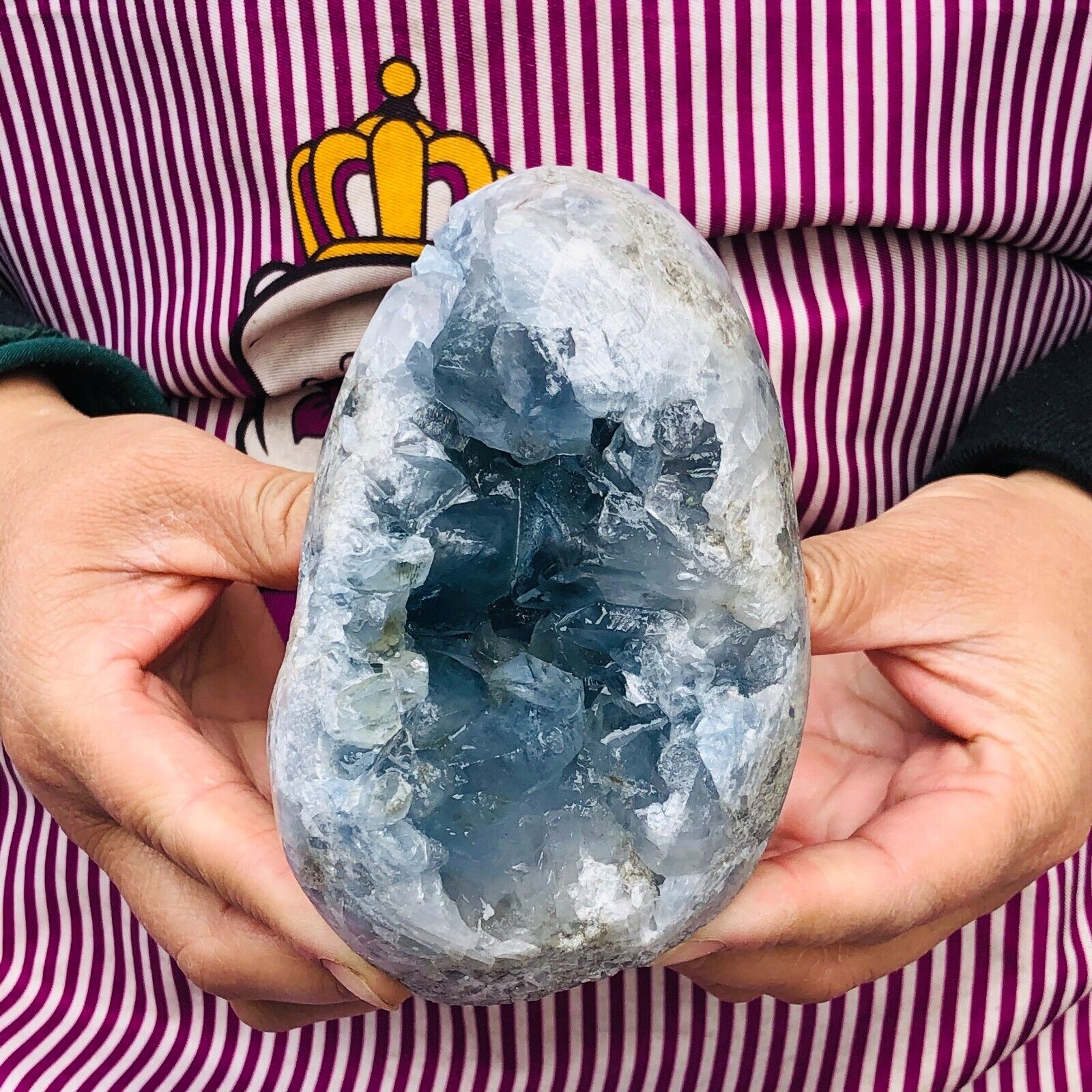 3.08LB  Natural Beautiful Blue Celestite Crysta Geode Cave Mineral Specim