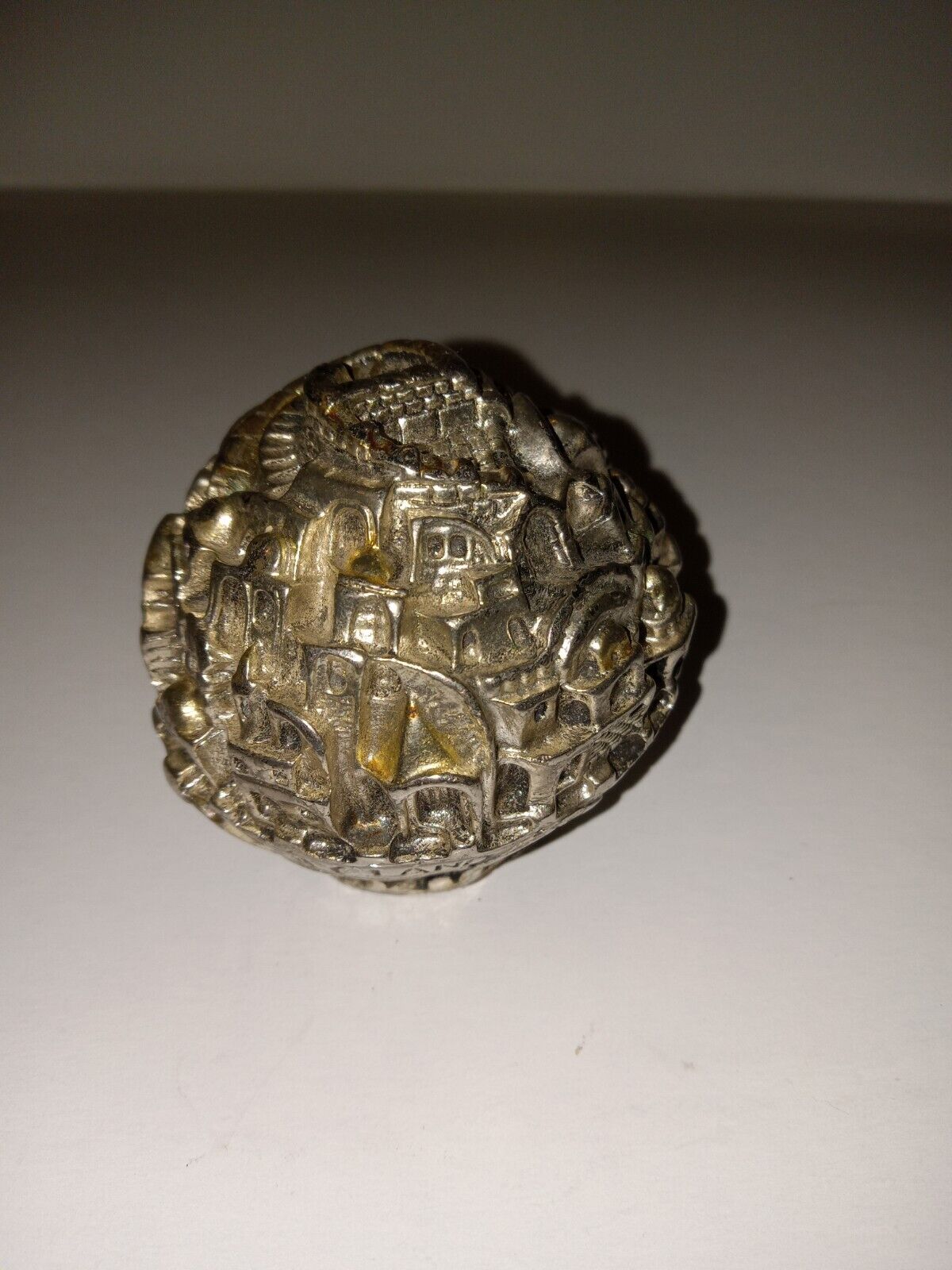 Karshi 925 Silver Jerusalem Holy Land Sculptured Globe Sphere Paperweight