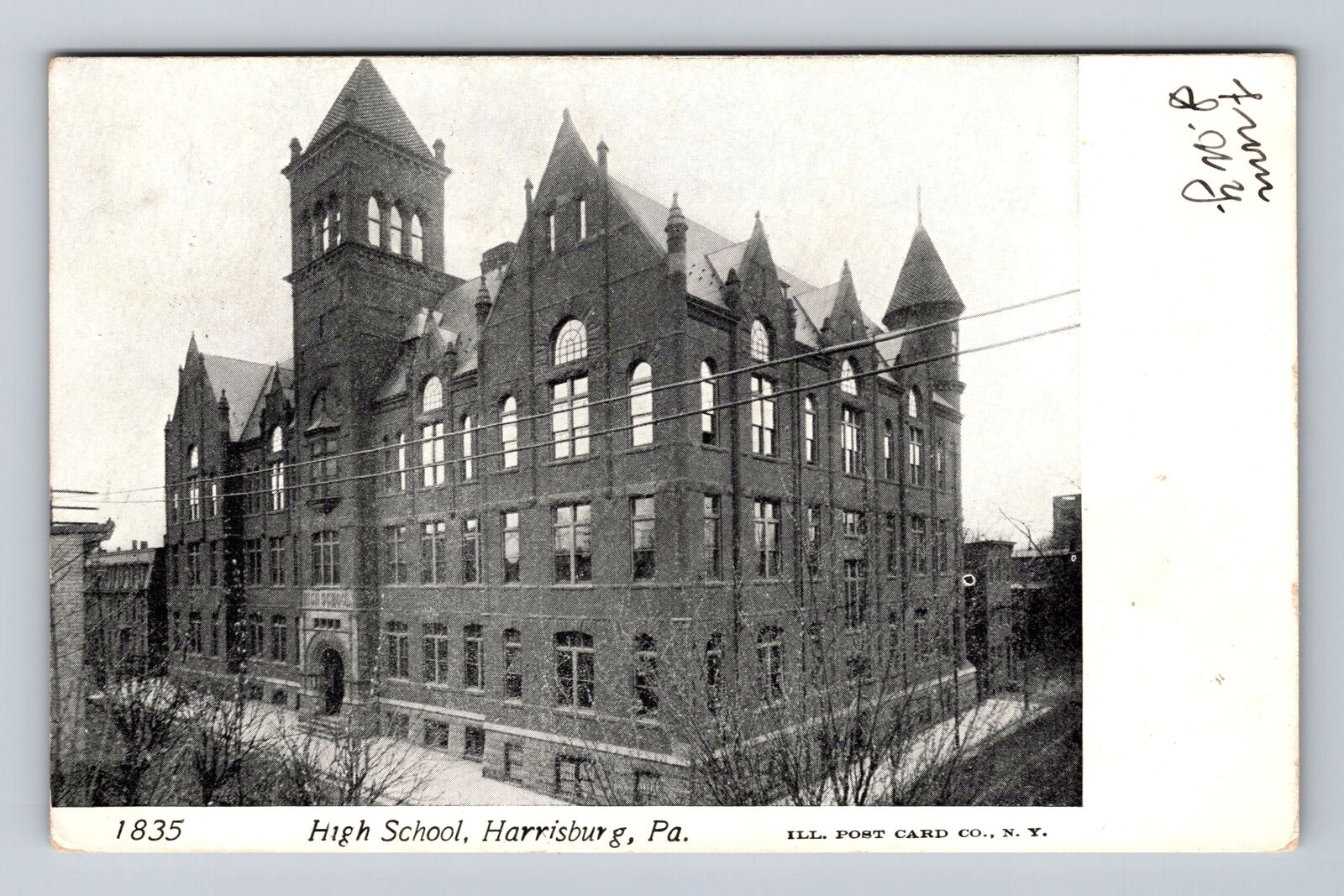 Harrisburg PA-Pennsylvania, High School, Antique, Vintage c1905 Postcard