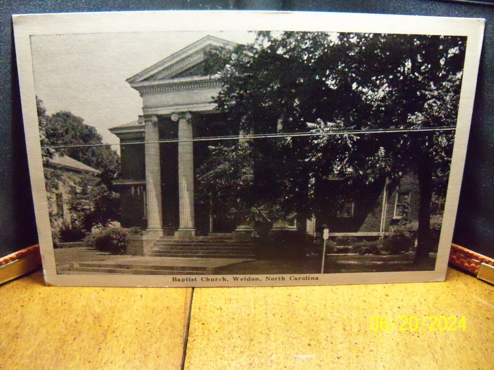 1930-40s Baptist Church massive columns large trees Weldon NC N Carolina photoca