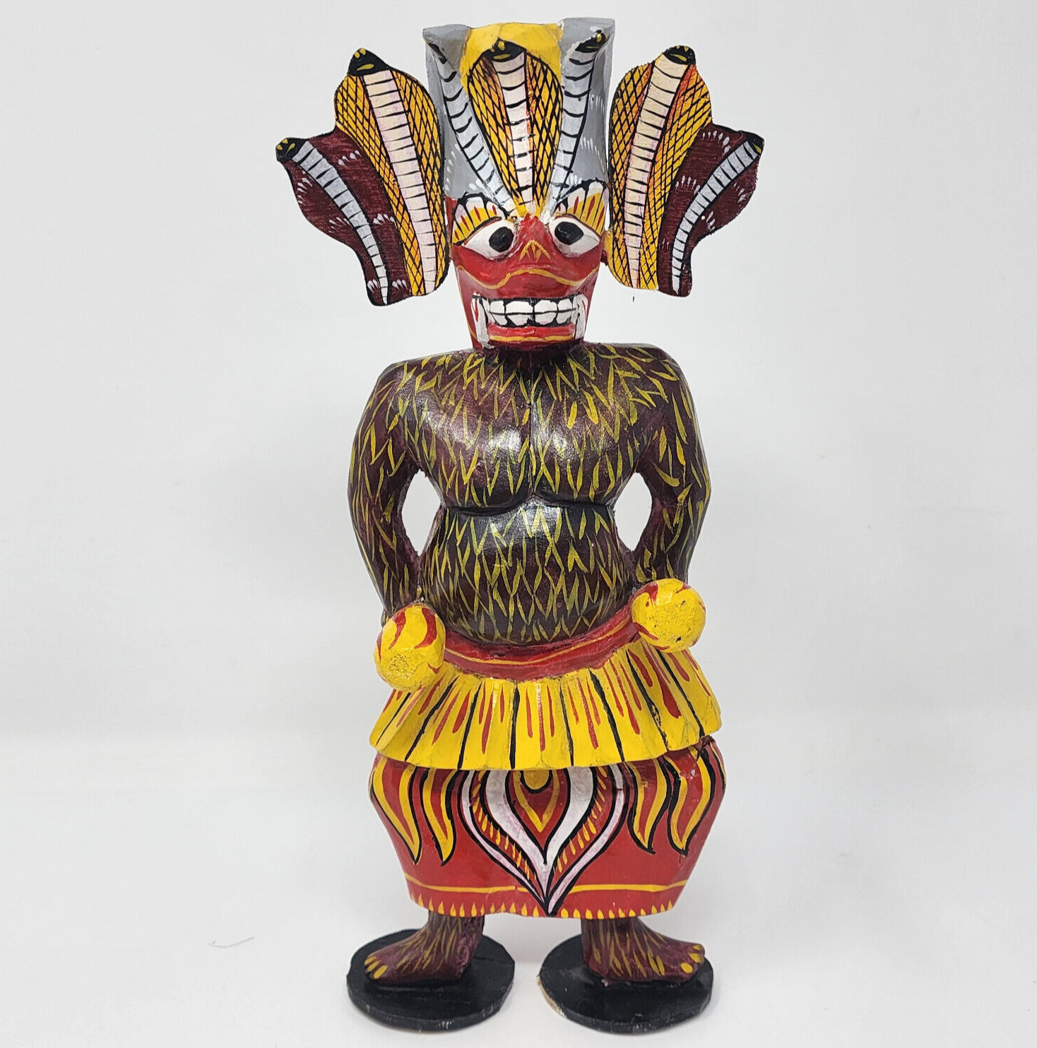 Sri Lanka Greedy Devil Figure Wooden Carved Handmade 10