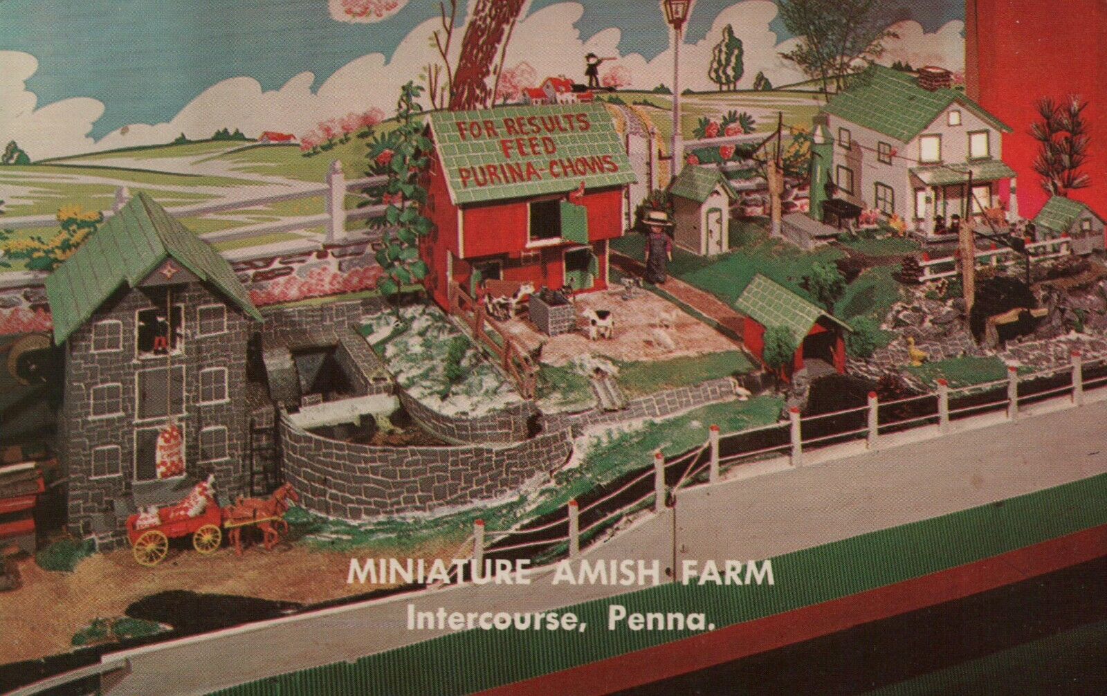  Vtg Postcard Miniature Amish Farm Intercourse Penna. Pennsylvania