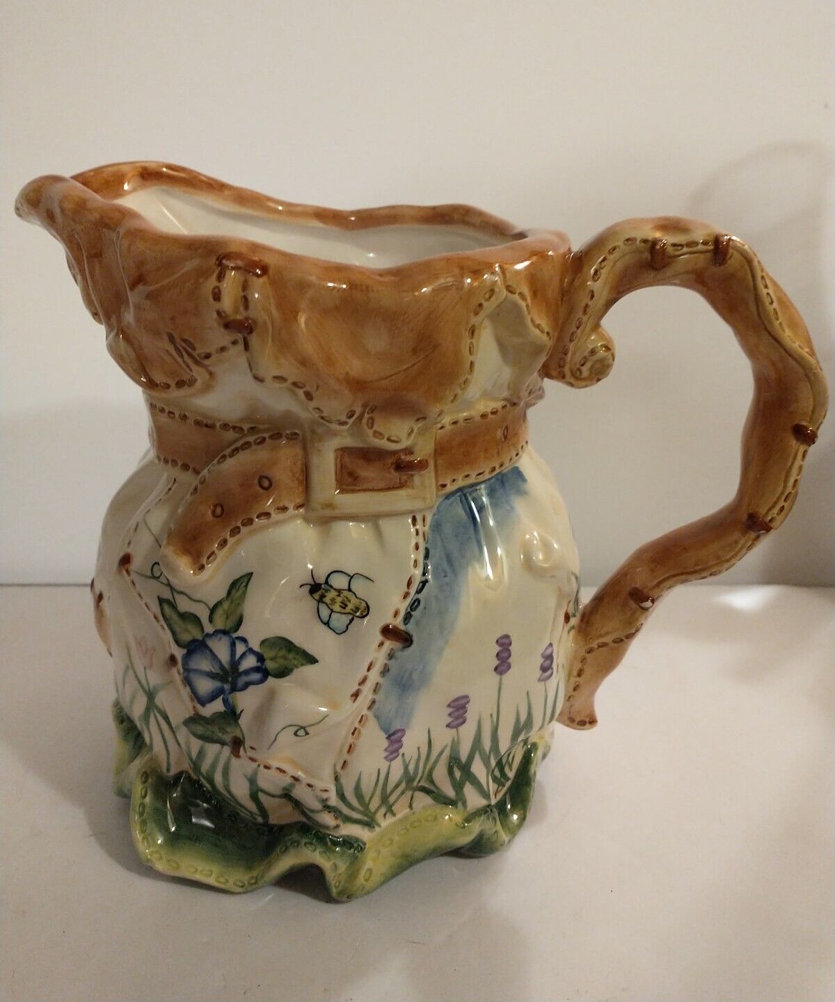 Vintage Coynes Ceramic Juice Pitcher Country Kitchen Decor Hand Painted 1990s