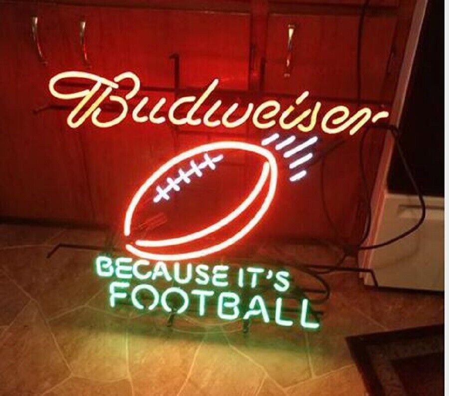 Because It\'s Football Beer Neon Sign Lamp Light Bar Pub Cave Wall Decor 24X20