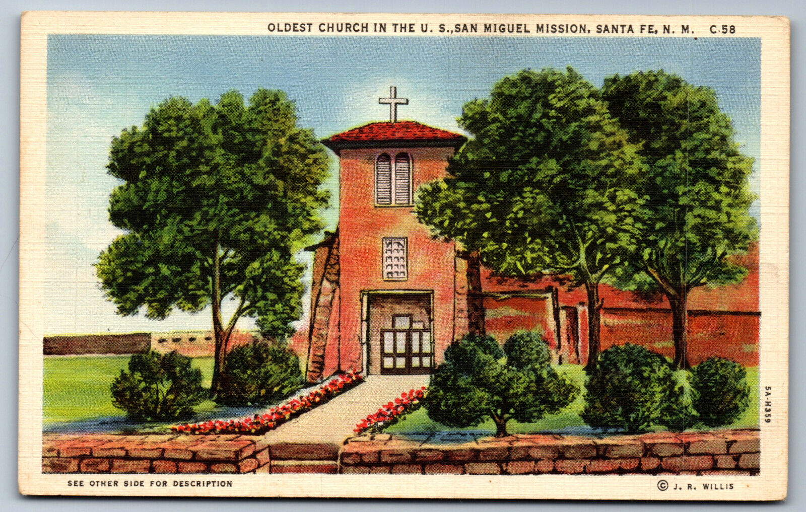 Postcard New Mexico NM c.1935 San Miguel Mission Church Santa Fe AC9