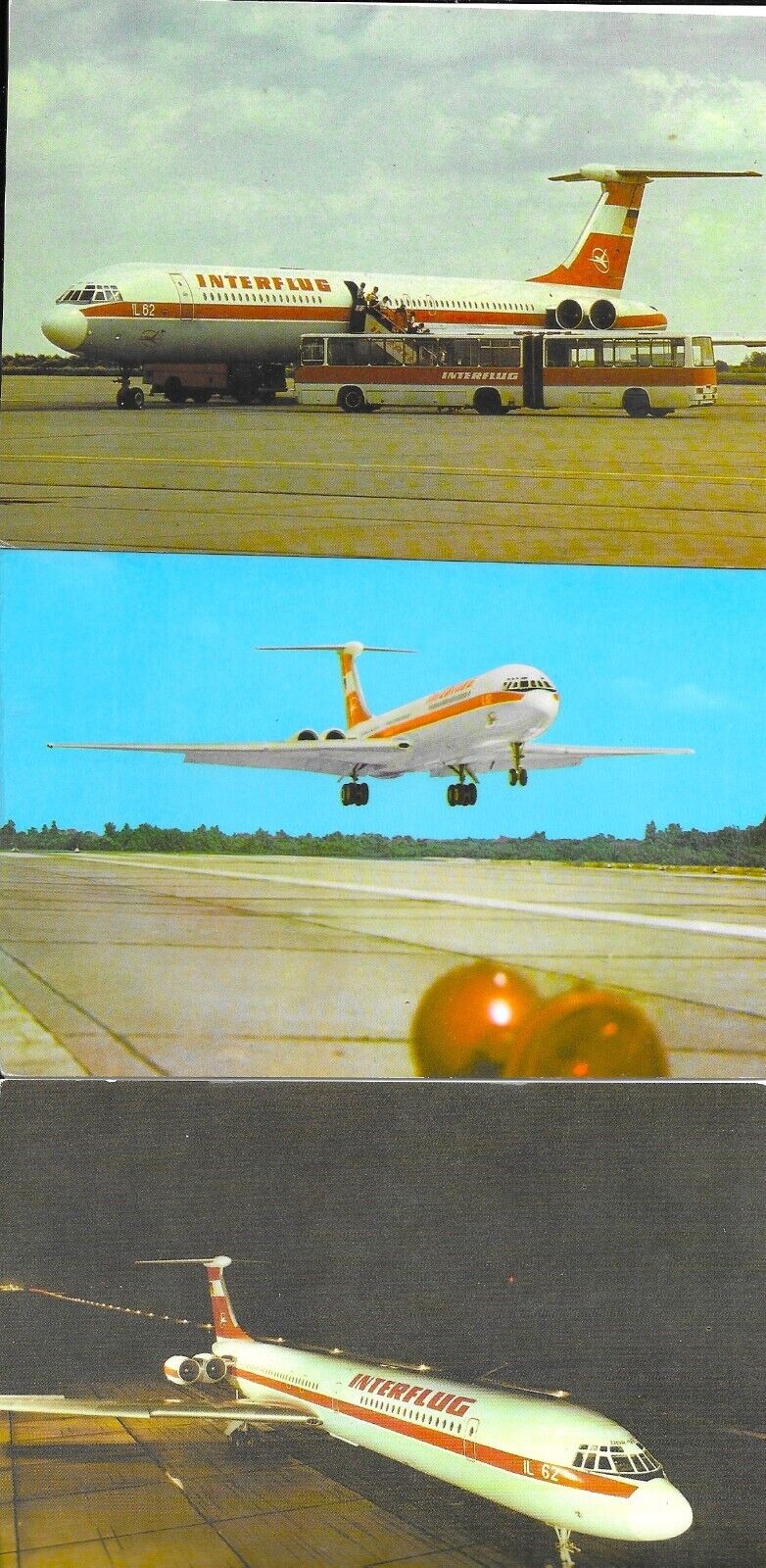 INTERFLUG POSTCARDS  ILYUSHIN IL-62 & IL-82, AIRLINE ISSUE Former East Germany