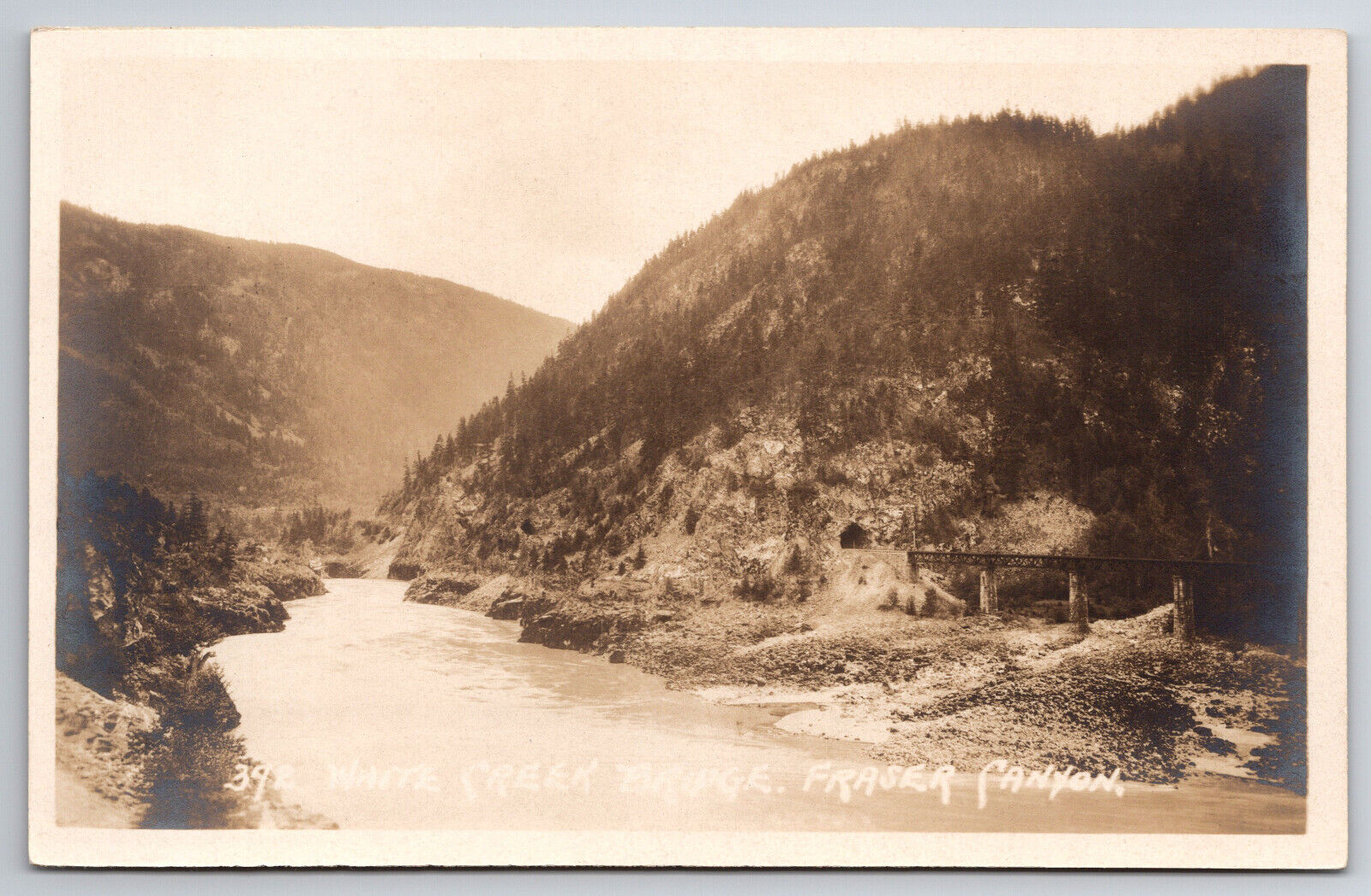 Vintage Postcard White Creek Bridge, Fraser Canyon, Harmon RPPC Canada