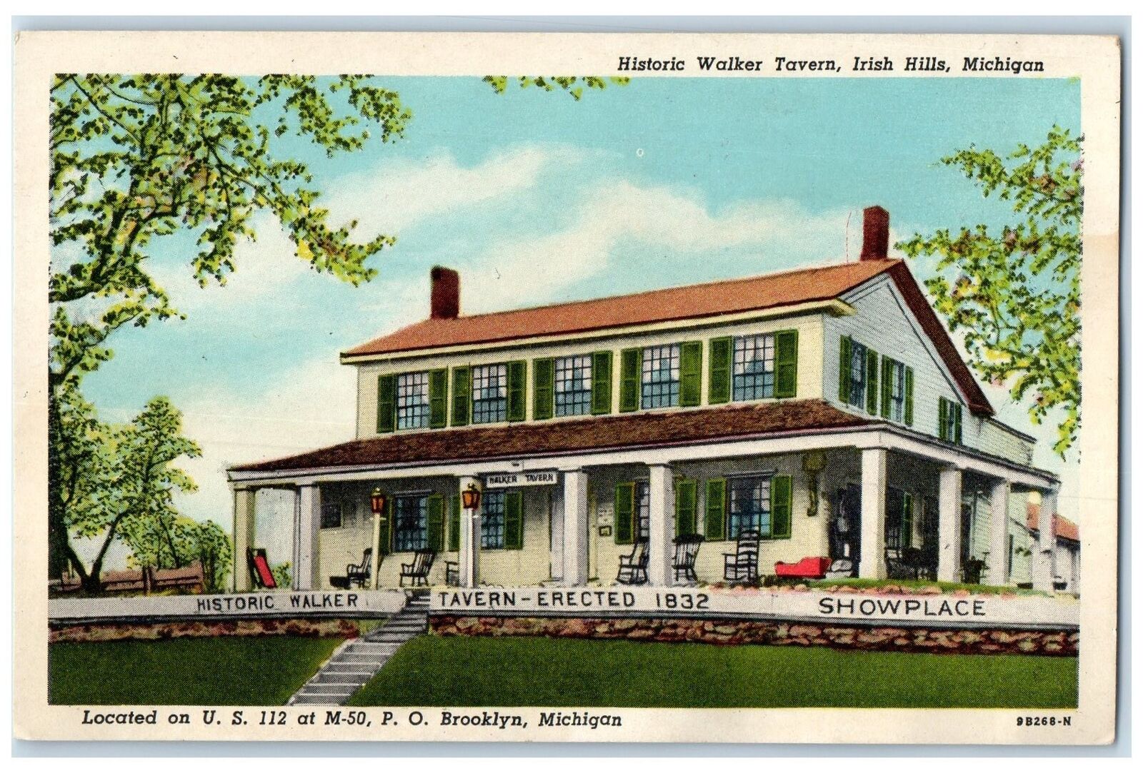 c1920\'s Historic Walker Tavern Erected 1832 Irish Hills Michigan MI Postcard