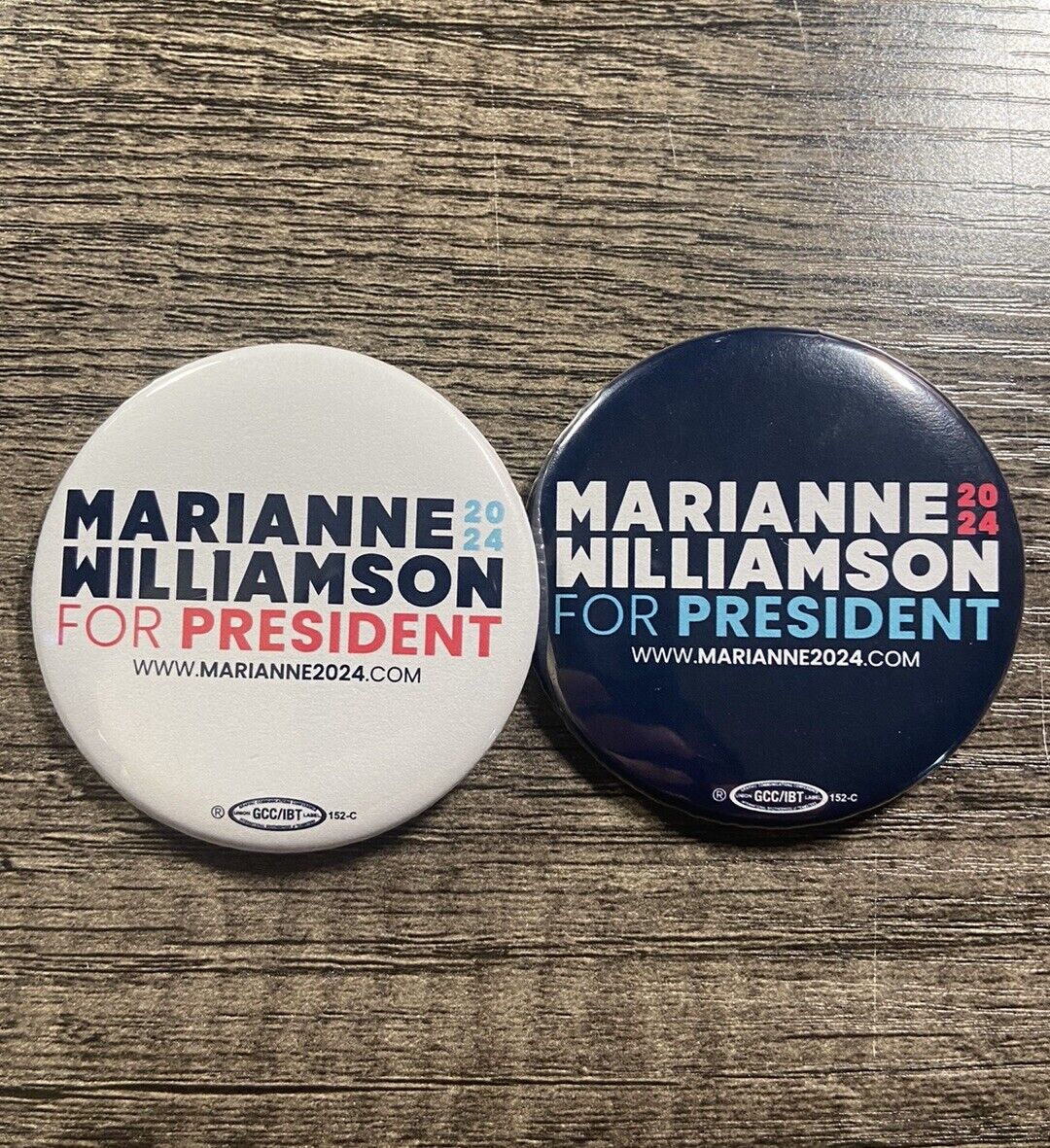 Marianne Williamson Official President 2024 Pin Buttons Political Democrat Biden