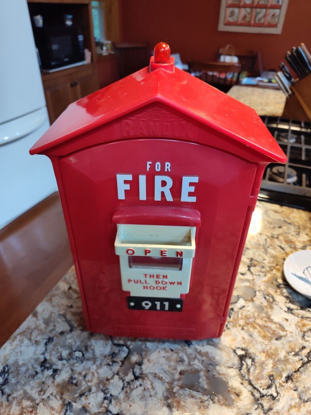 Vintage RANDIX FB-911 Fire Alarm Emergency Box Novelty Push Button Telephone Red