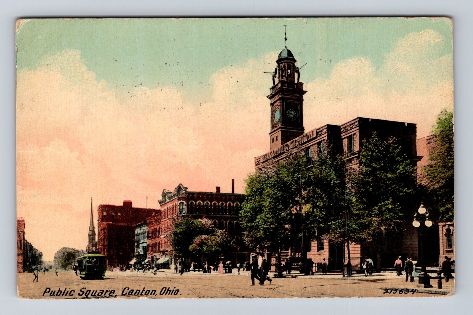 Canton OH-Ohio, Public Square Court House Ladies & Gents, Vintage c1914 Postcard