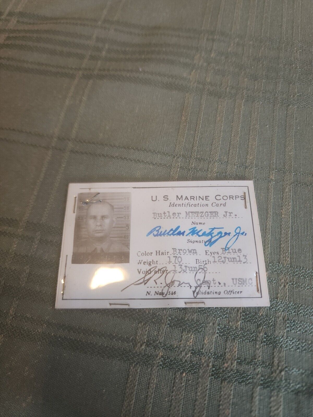 1950s US Marine Corps ID Dated 1956