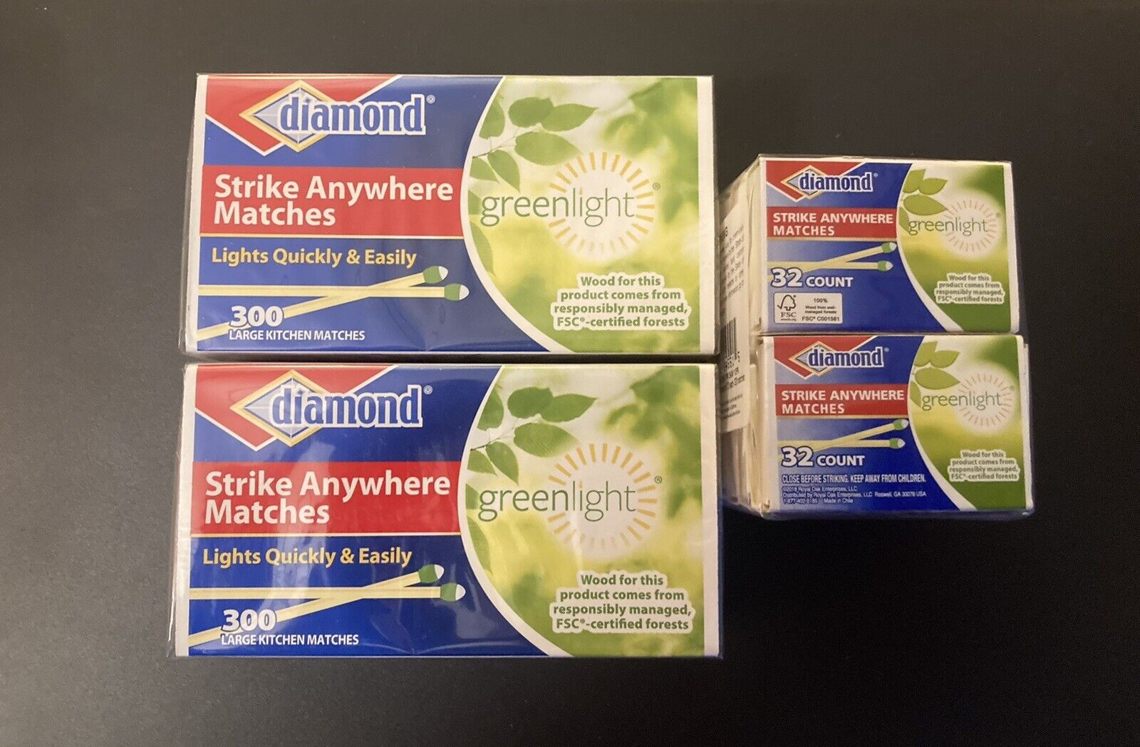(2 Large boxes And 10 Small Boxes) Diamond Strike Anywhere Matches New Sealed