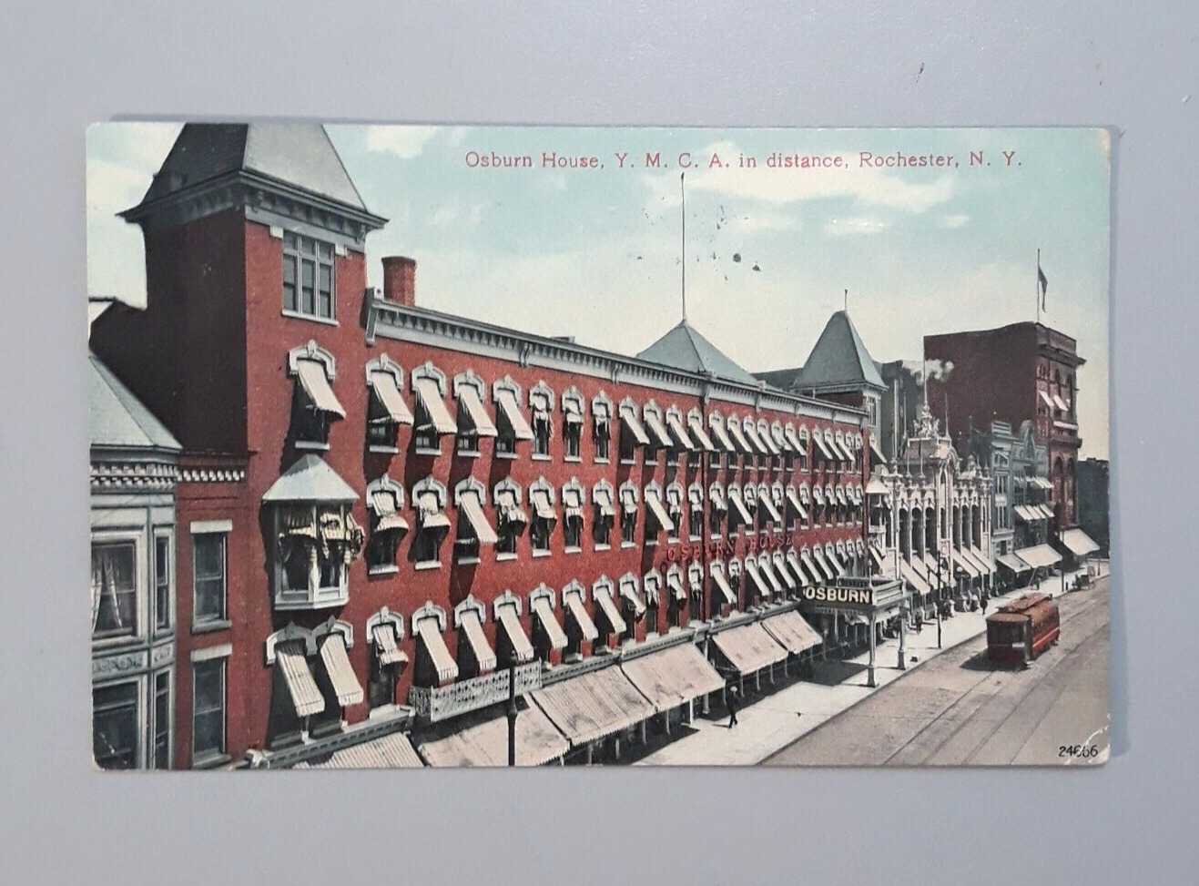 Vintage 1910 Postcard Rochester NY - OSBURN HOUSE Y.M.C.A. IN DISTANCE