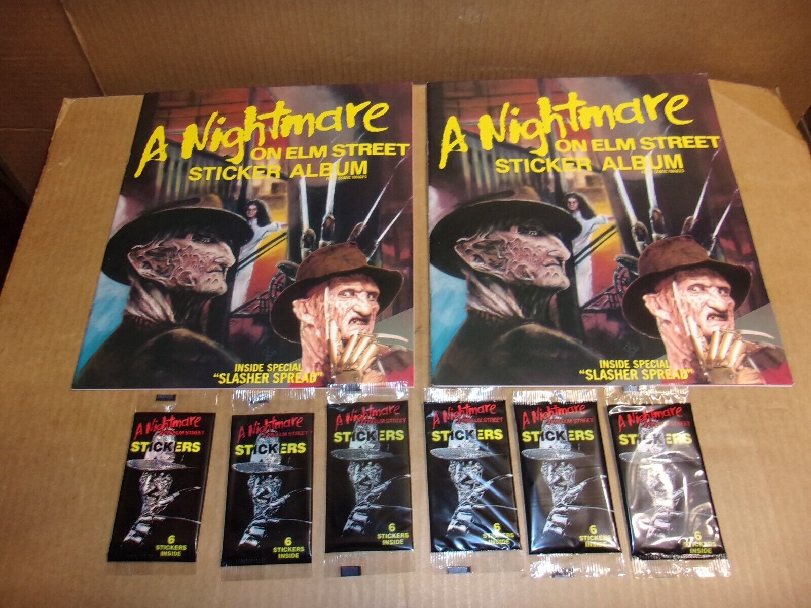 1984 A Nightmare On Elm Street 6 Sticker Packs + 2 Albums Freddy Krueger All New