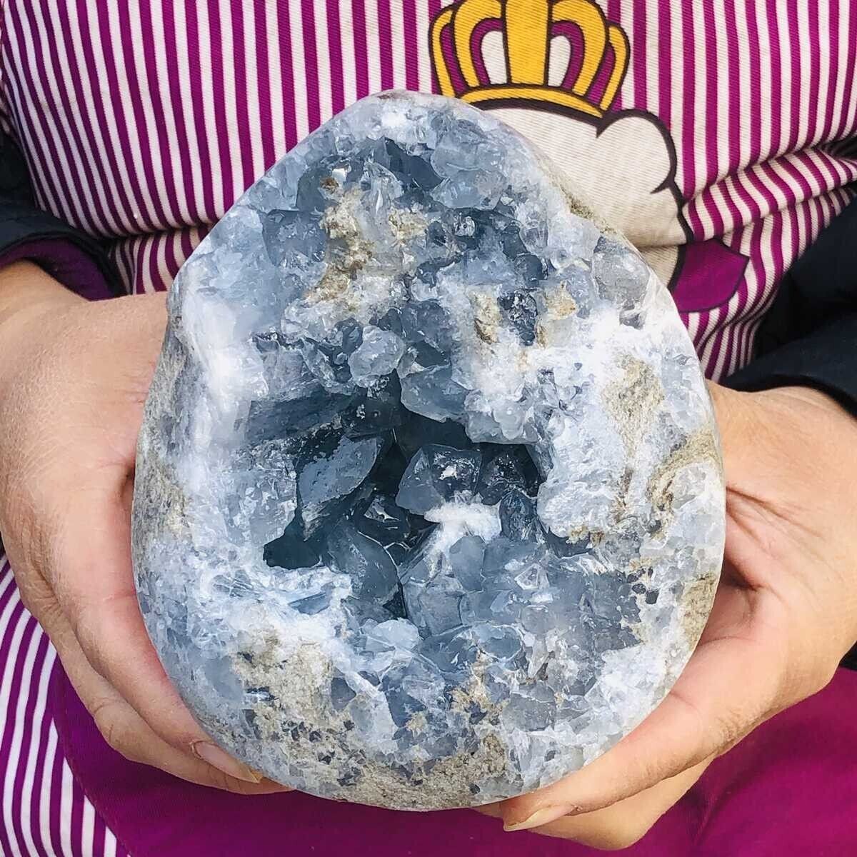 4.59LB Natural Beautiful Blue Celestite Crystal Geode Cave Mineral Specimen 988