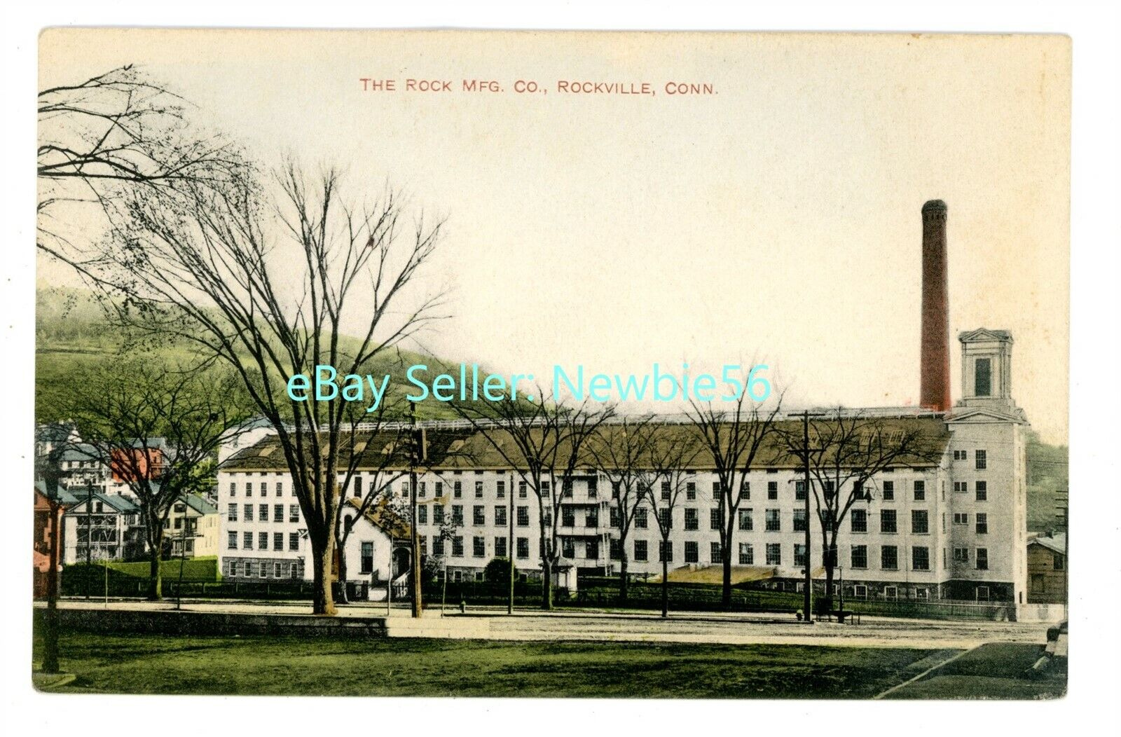 Rockville Conn CT -ROCK MANUFACTURING COMPANY FACTORY- Hand Colored Postcard