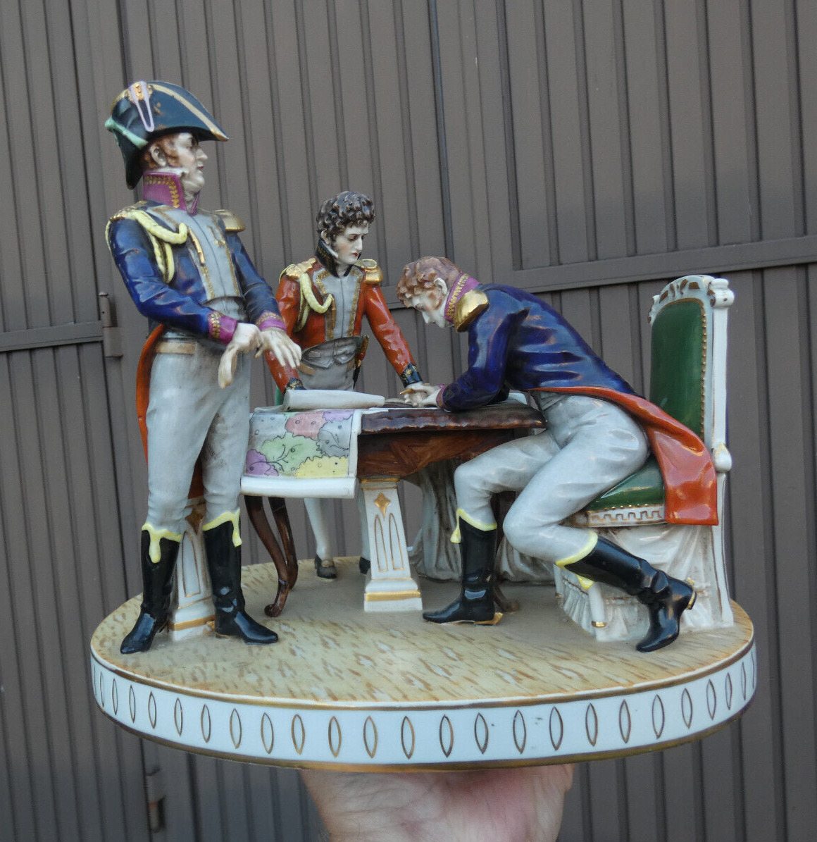 Large volkstedt Ernst Bohne marked porcelain Group statue napoleon with generals