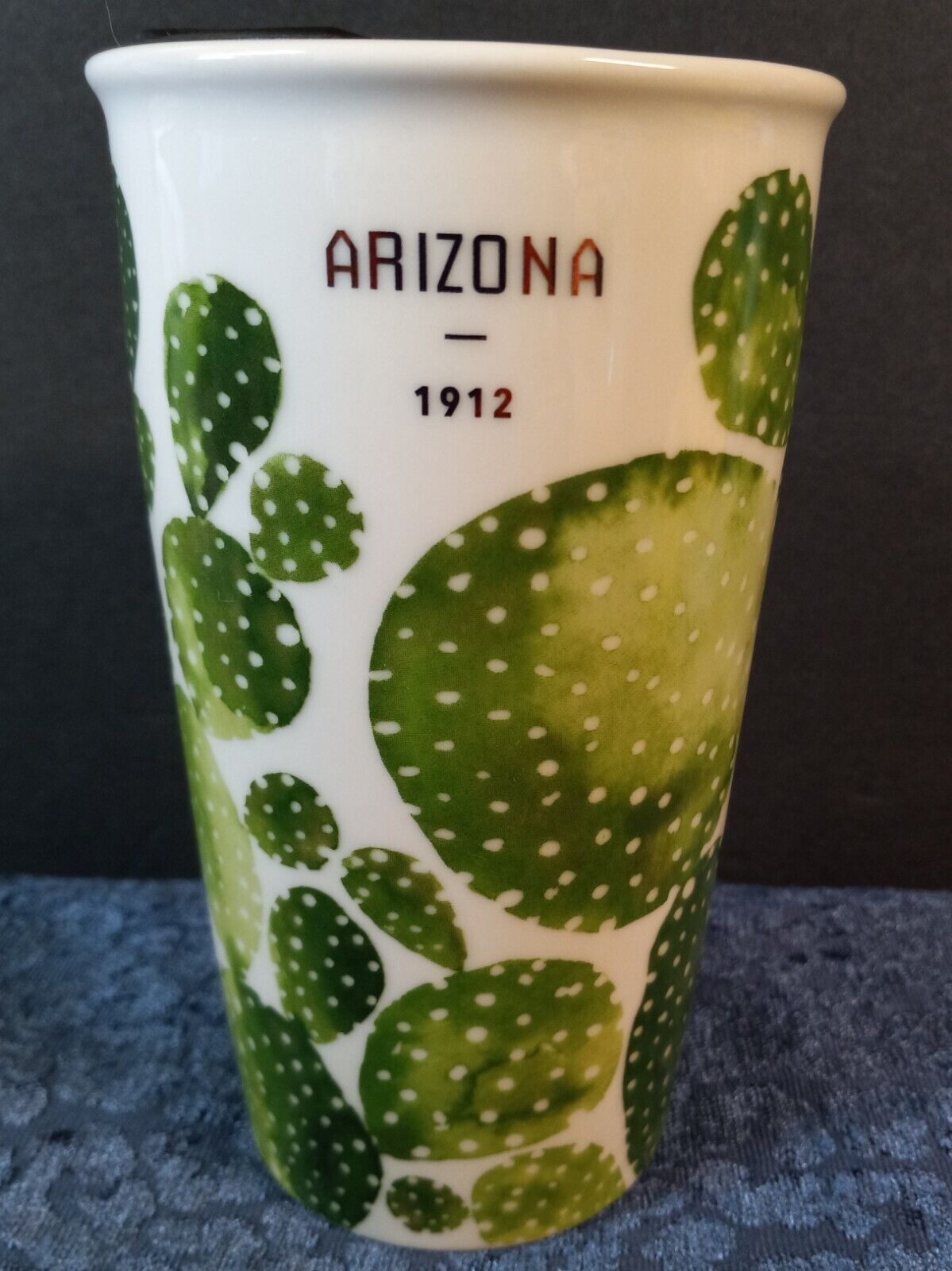 Starbucks Arizona 1912 Cactus Travel Mug 12 oz Double Wall Ceramic Tumbler EUC 