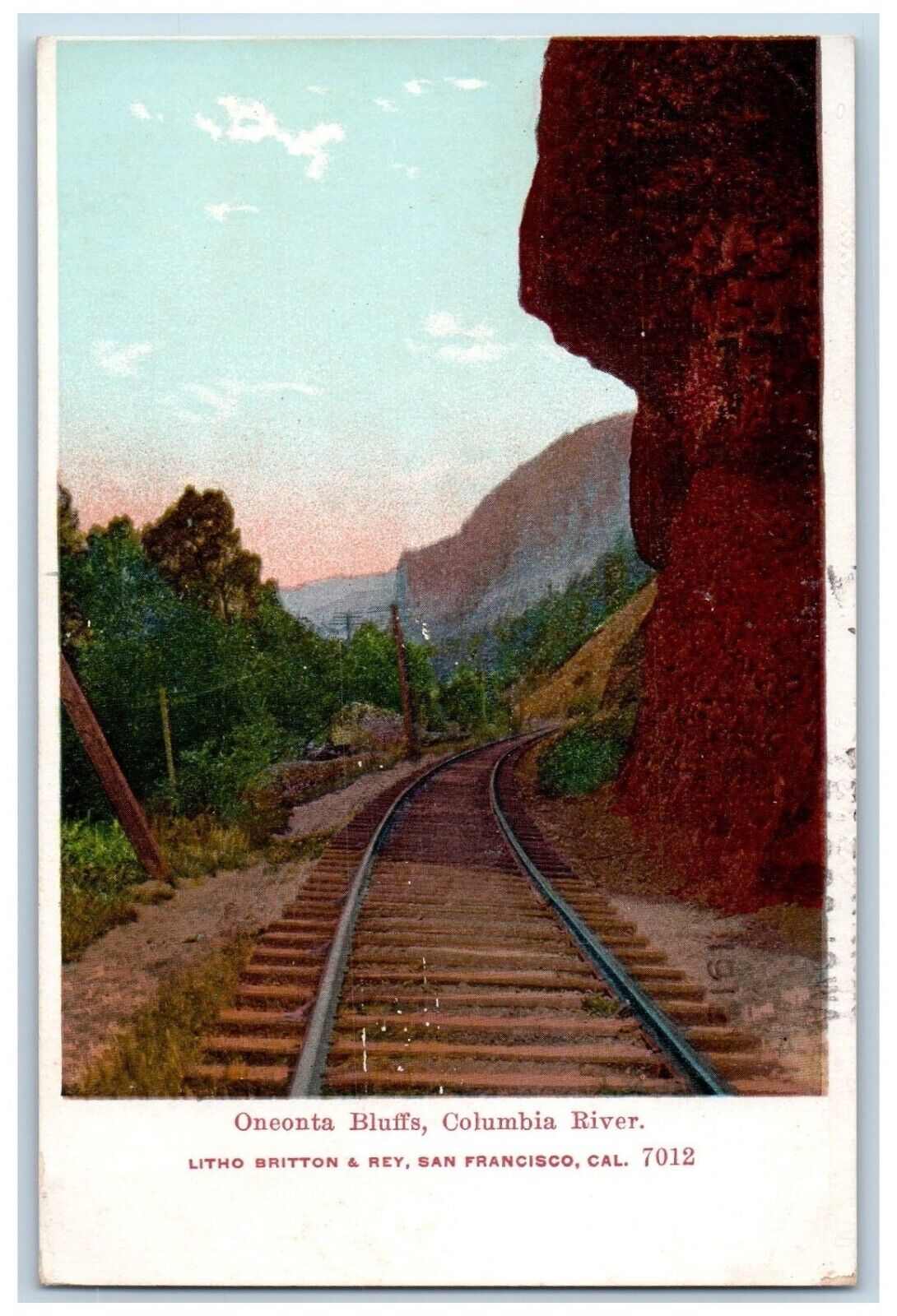 San Francisco California CA Postcard Oneonta Bluffs Columbia River c1910 Vintage