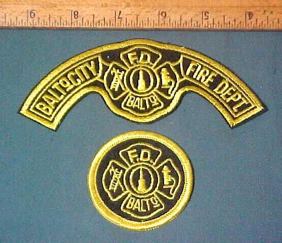 Lot of 2 Vintage NOS Fire Department Patches: Baltimore City Fire Department