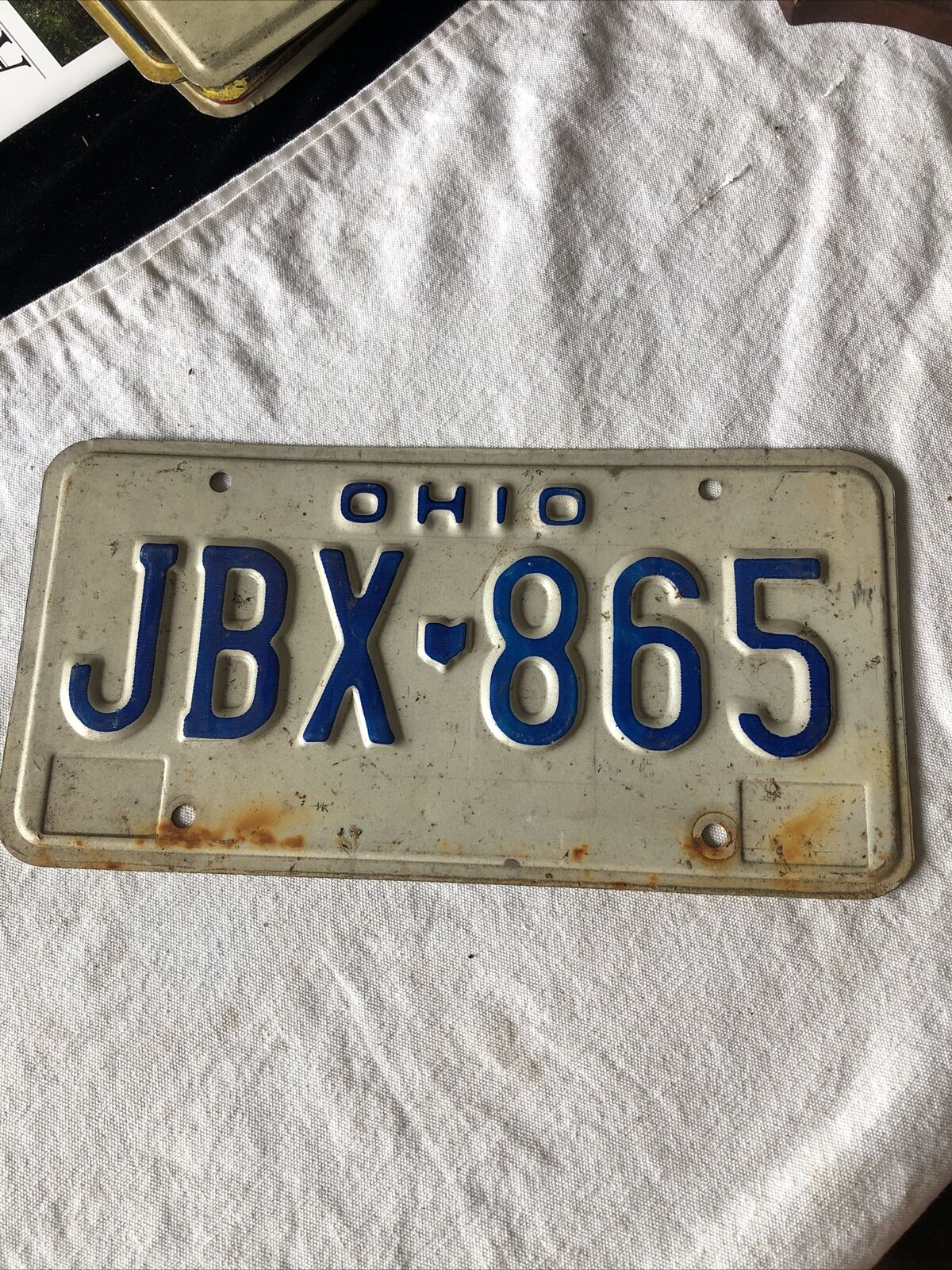 VINTAGE OHIO LICENSE PLATE JBX-865 No Dates Or Stickers Used?