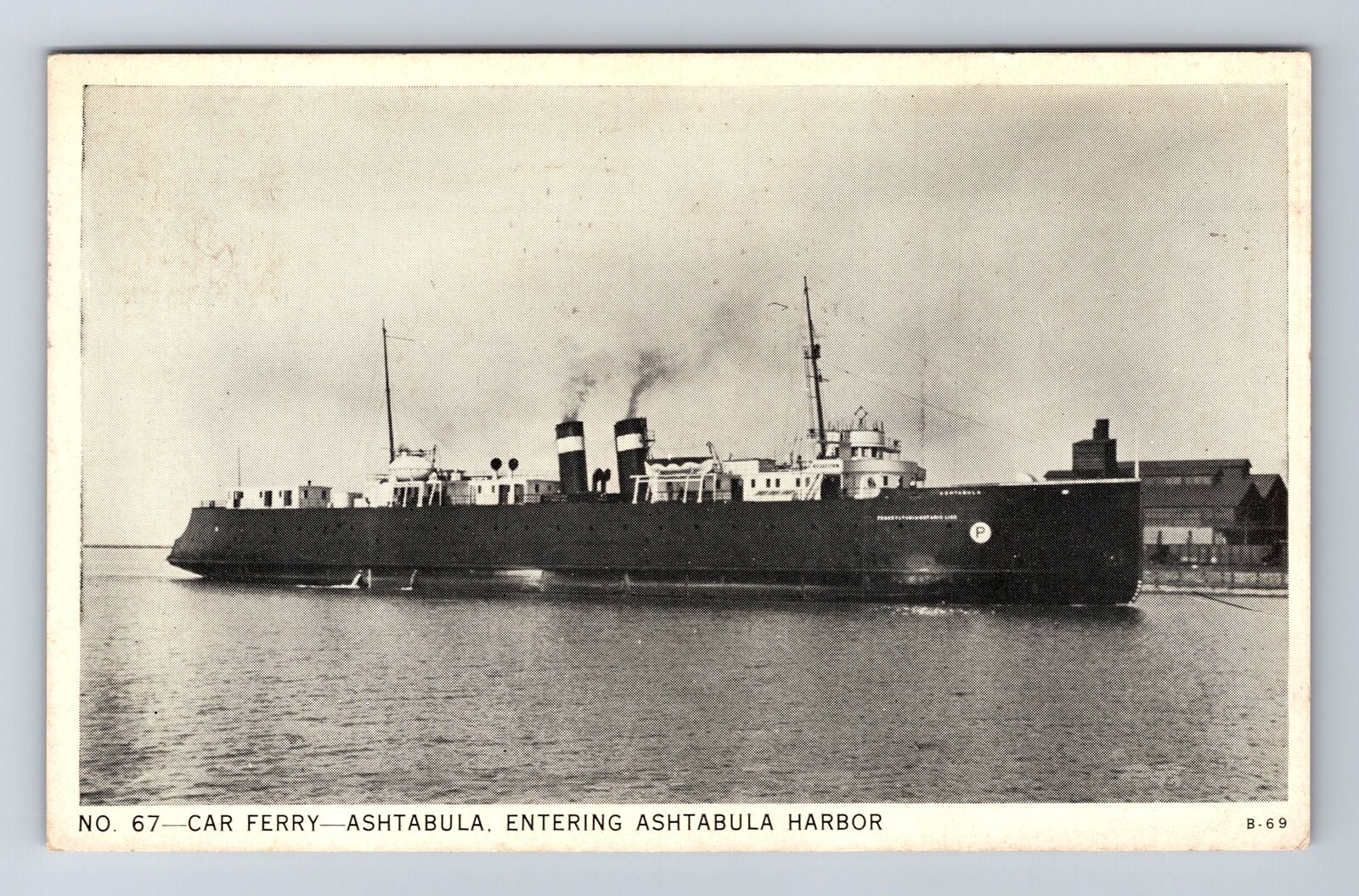 Ashtabula Harbor OH-Ohio, Car Ferry Entering, Antique, Vintage c1936 Postcard