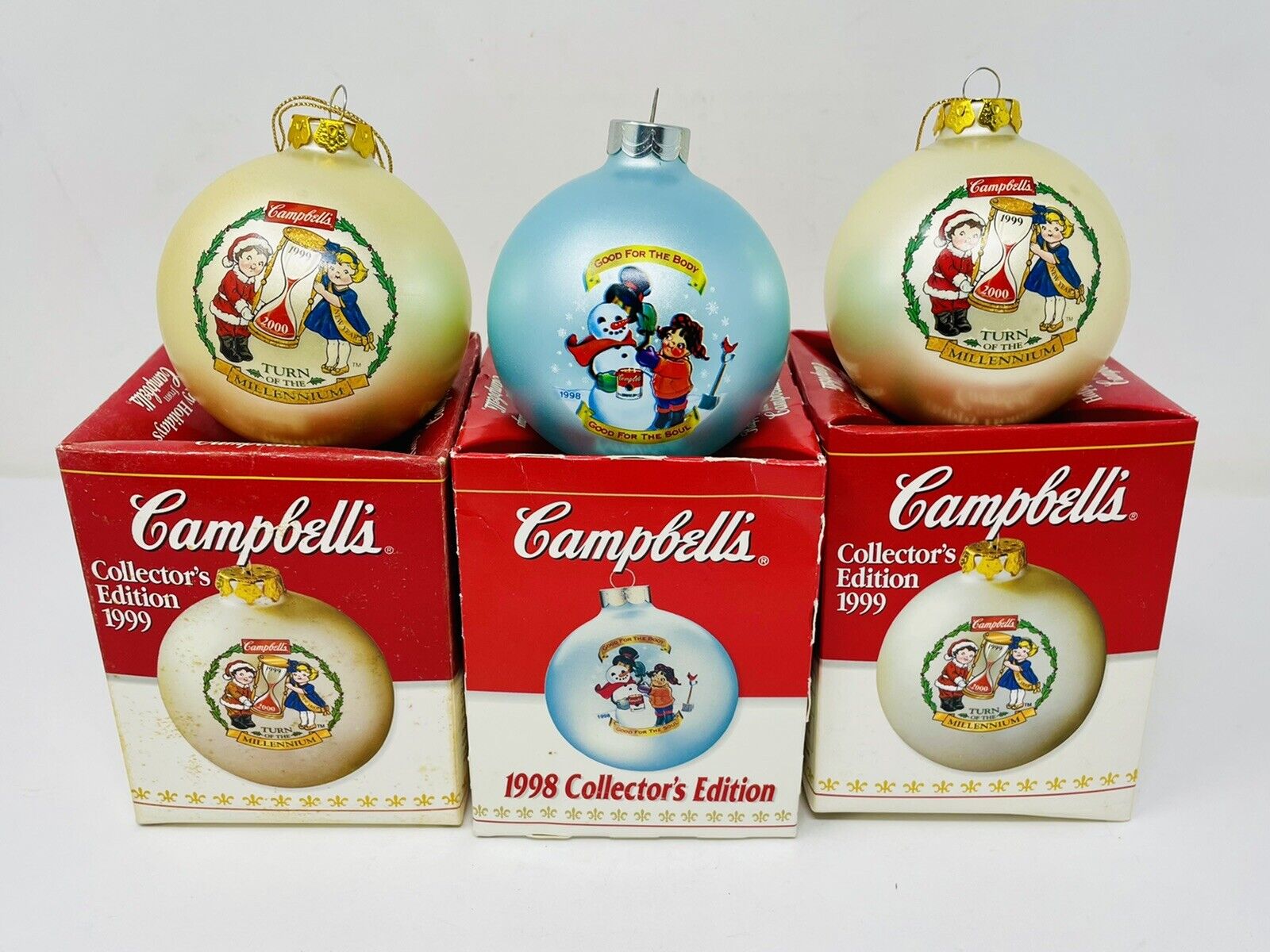 Vintage Campbell’s Soup Kids Christmas Ornaments Collector Edition 98 99 in Box