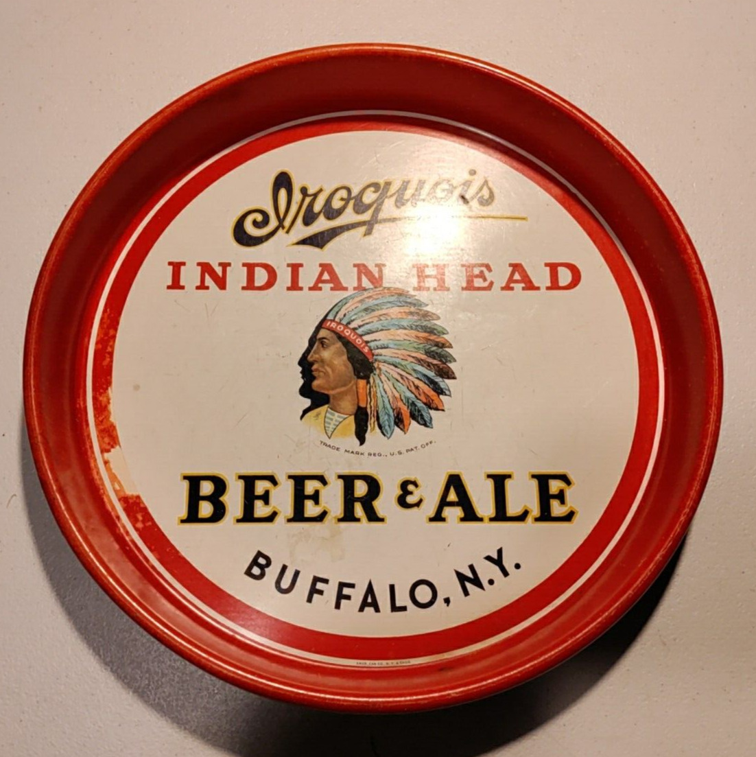 Vintage Iroquois Indian Head Beer & Ale Tray,Buffalo,N.Y., Amer Can Co.