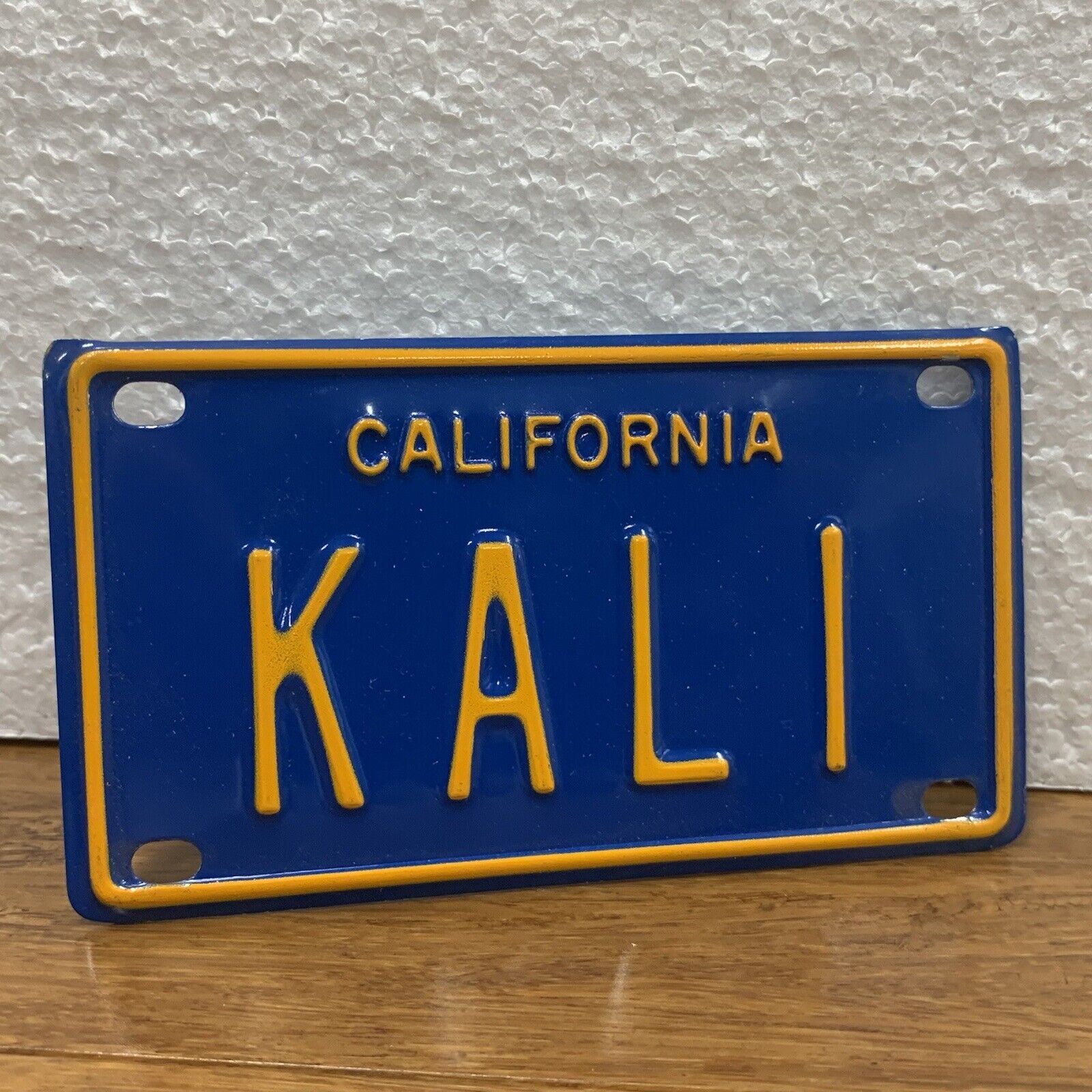 Vintage Kali Blue California Mini Name Metal Bike Bicycle License Plate Sign 