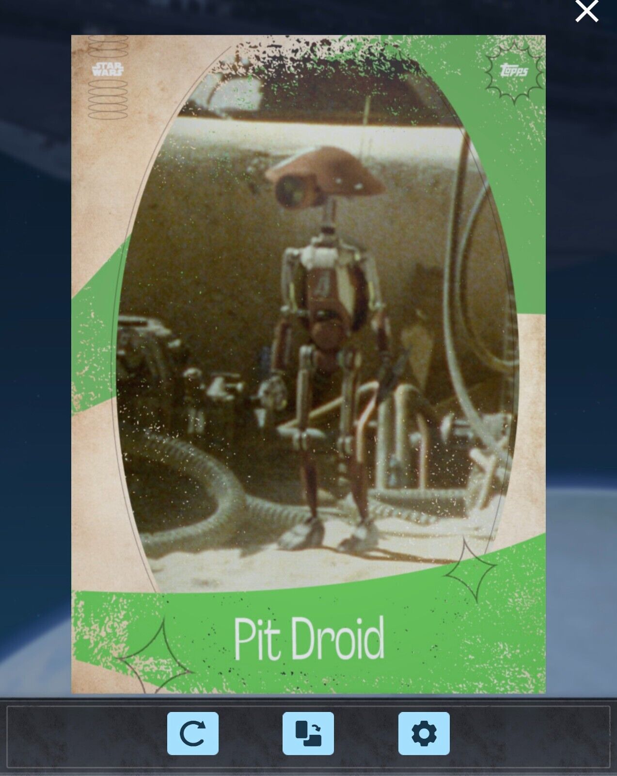 DROIDS PIT DROID GREEN SUPER RARE Topps Star Wars Card Trader Digital Card
