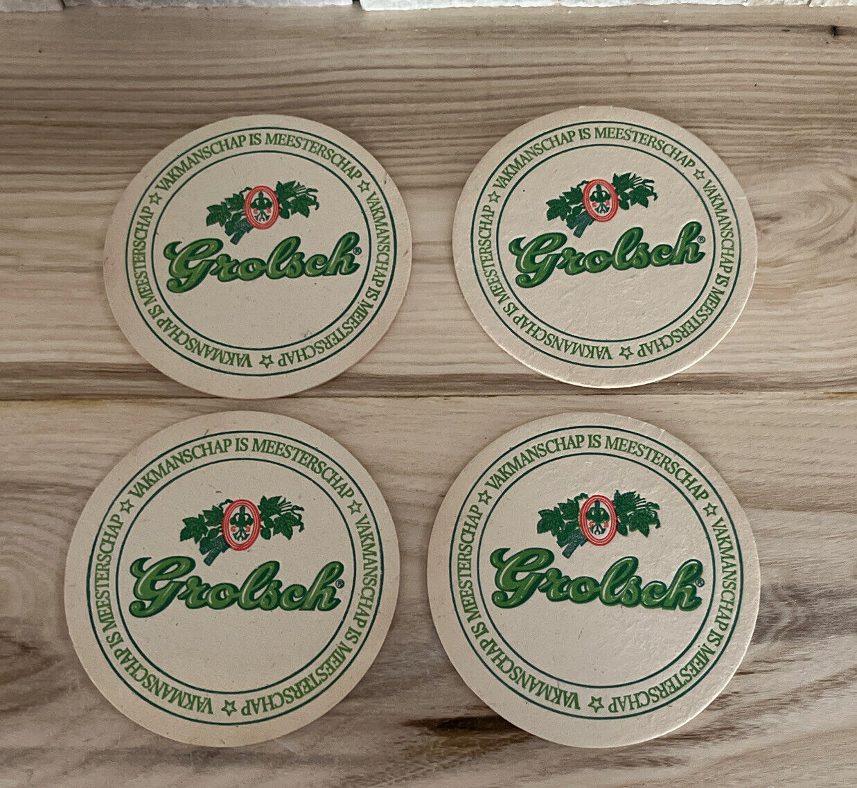 Set of 4 Grolsch Beer Coasters Mats Breweriana Man Cave Great Gift