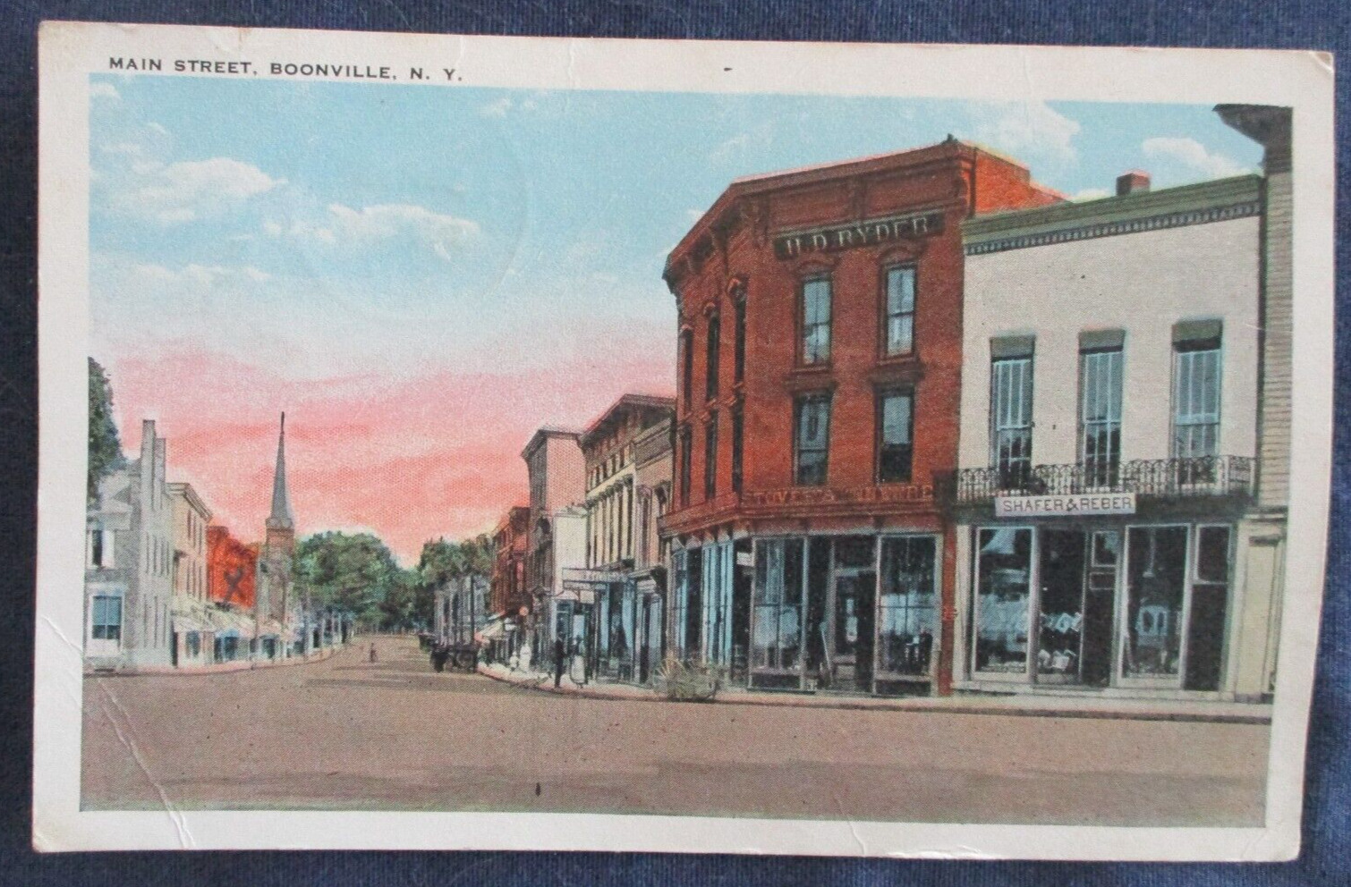 1920s Boonville New York Main Street Postcard