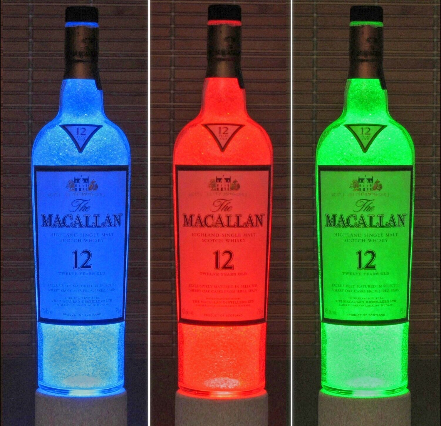 Macallan 12 Whiskey Color Changing Remote Control Bottle Lamp Bar Light Man Cave