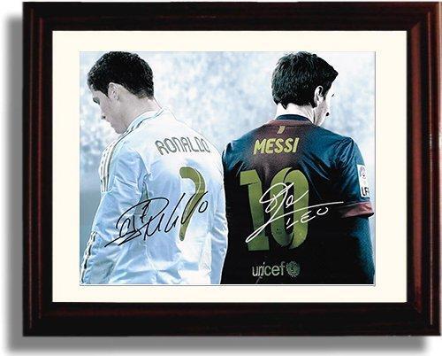 16x20 Framed Lionel Messi & Ronaldo Autograph Promo Print