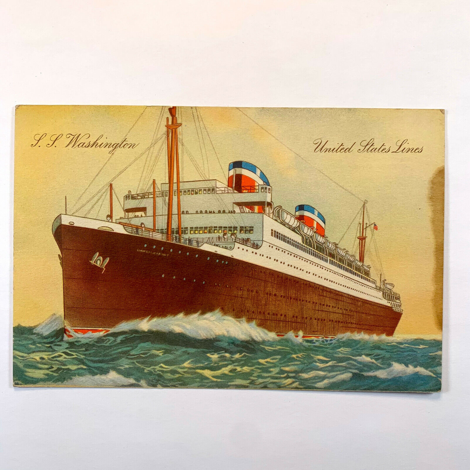 Postcard Steamer Steam Ship United State Lines S.S. Washington 1930s Unposted