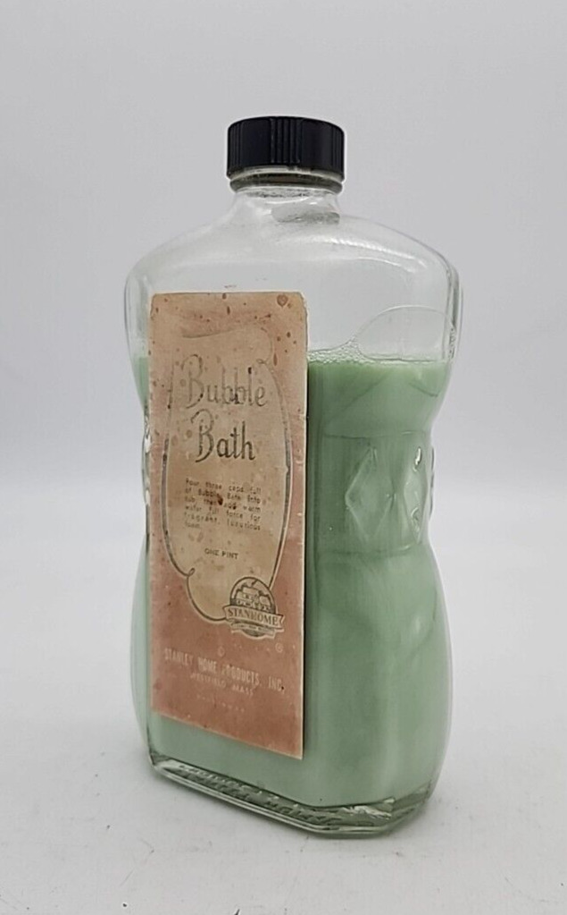 Vintage StanHome Bubble Bath 1 Pint Glass Bottle- 90% Contents Art Deco