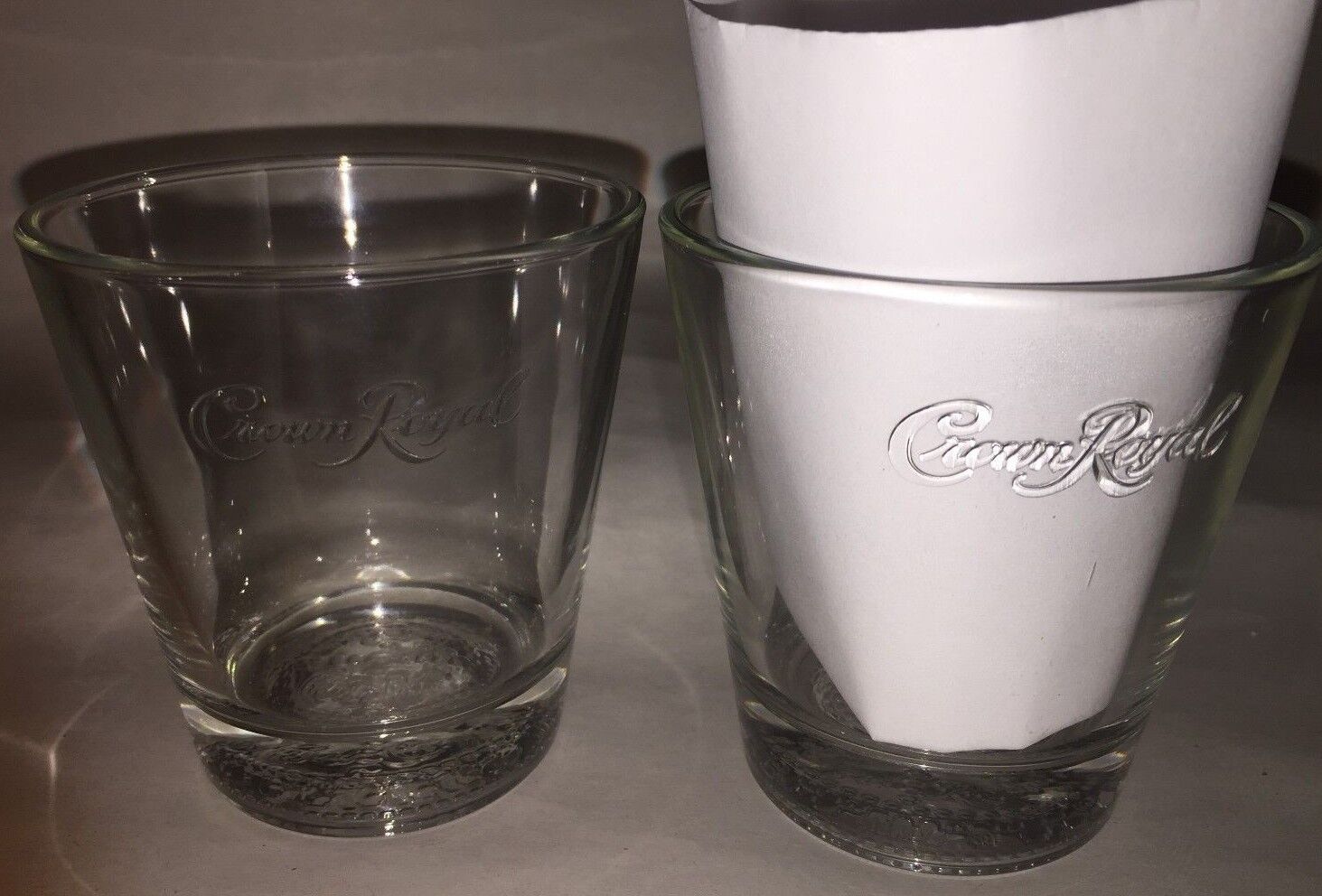 Two Crown Royal   writing etching into the  cocktail glasses   fc2